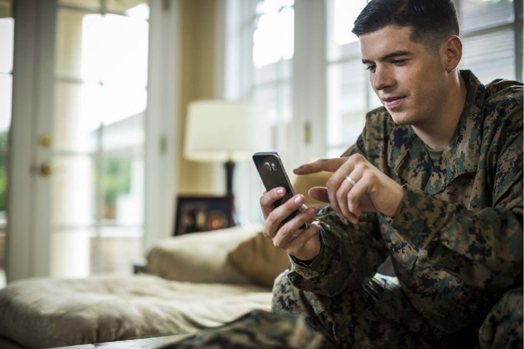 USAA soldier on phone USAA soldier on phone