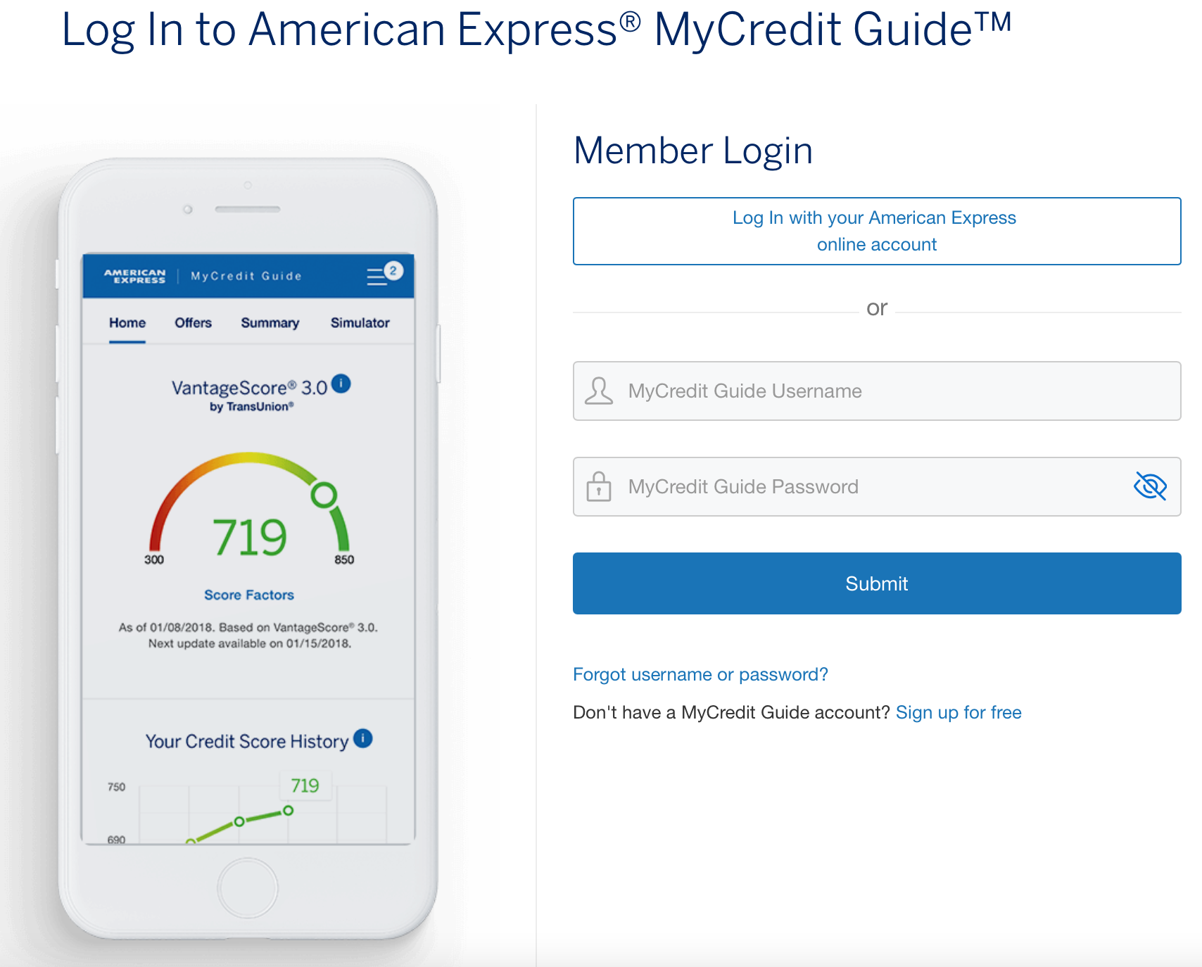 AMEX MyCreditGuide Login