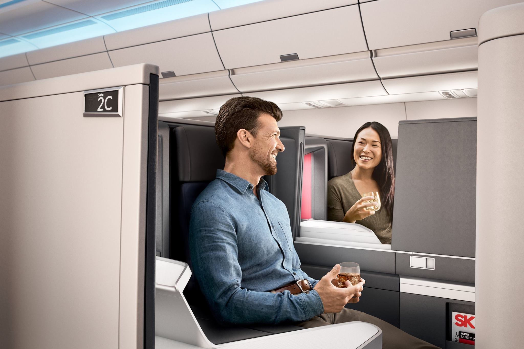 Delta One passengers talking