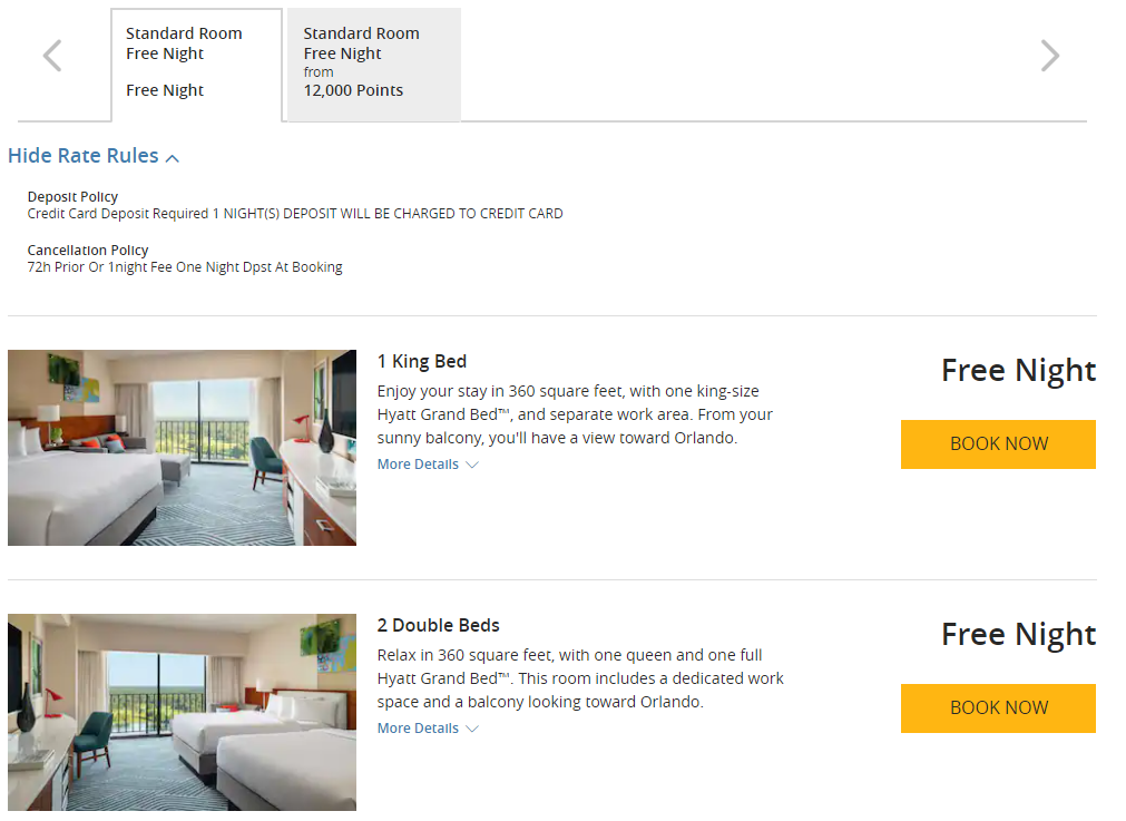 Hyatt Regency Orlando Grand Cypress free night award