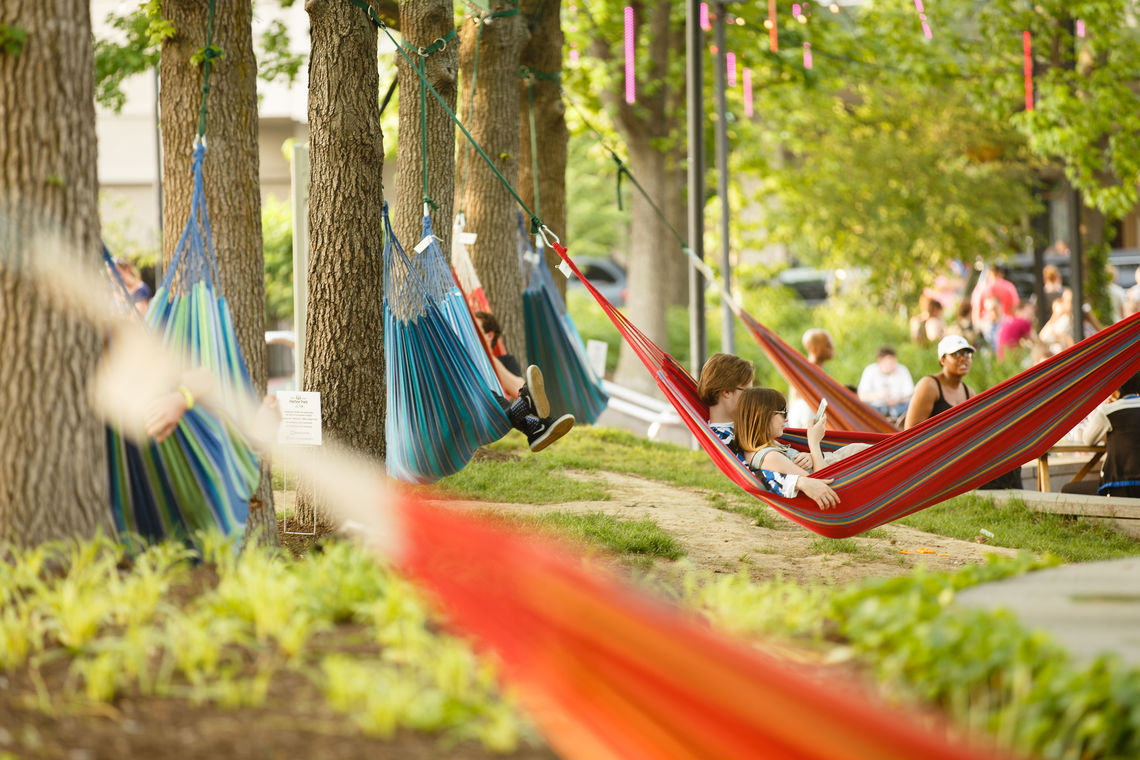 Spruce Street Harbor Park hammocks