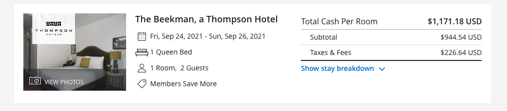 Beekman Booking Rate