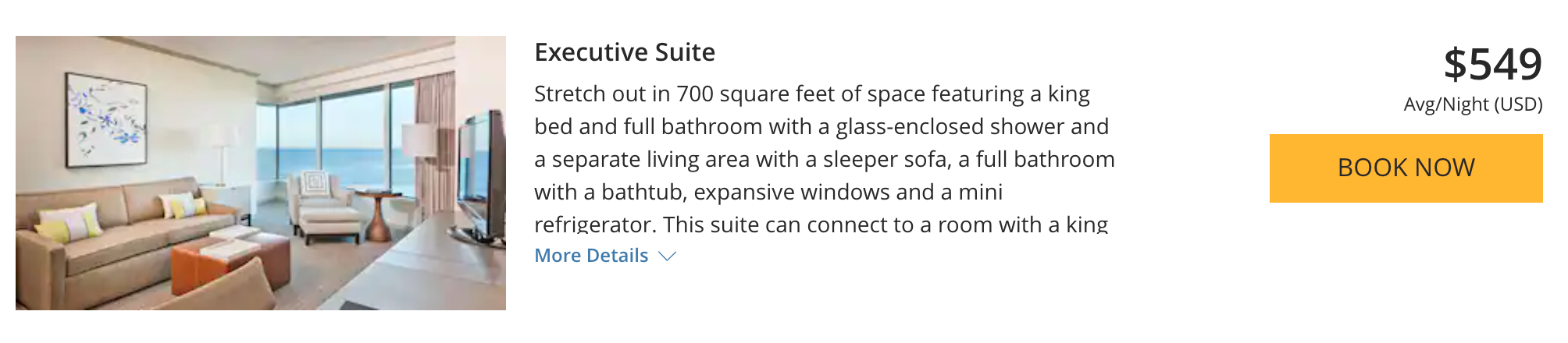 Cash cost of suite