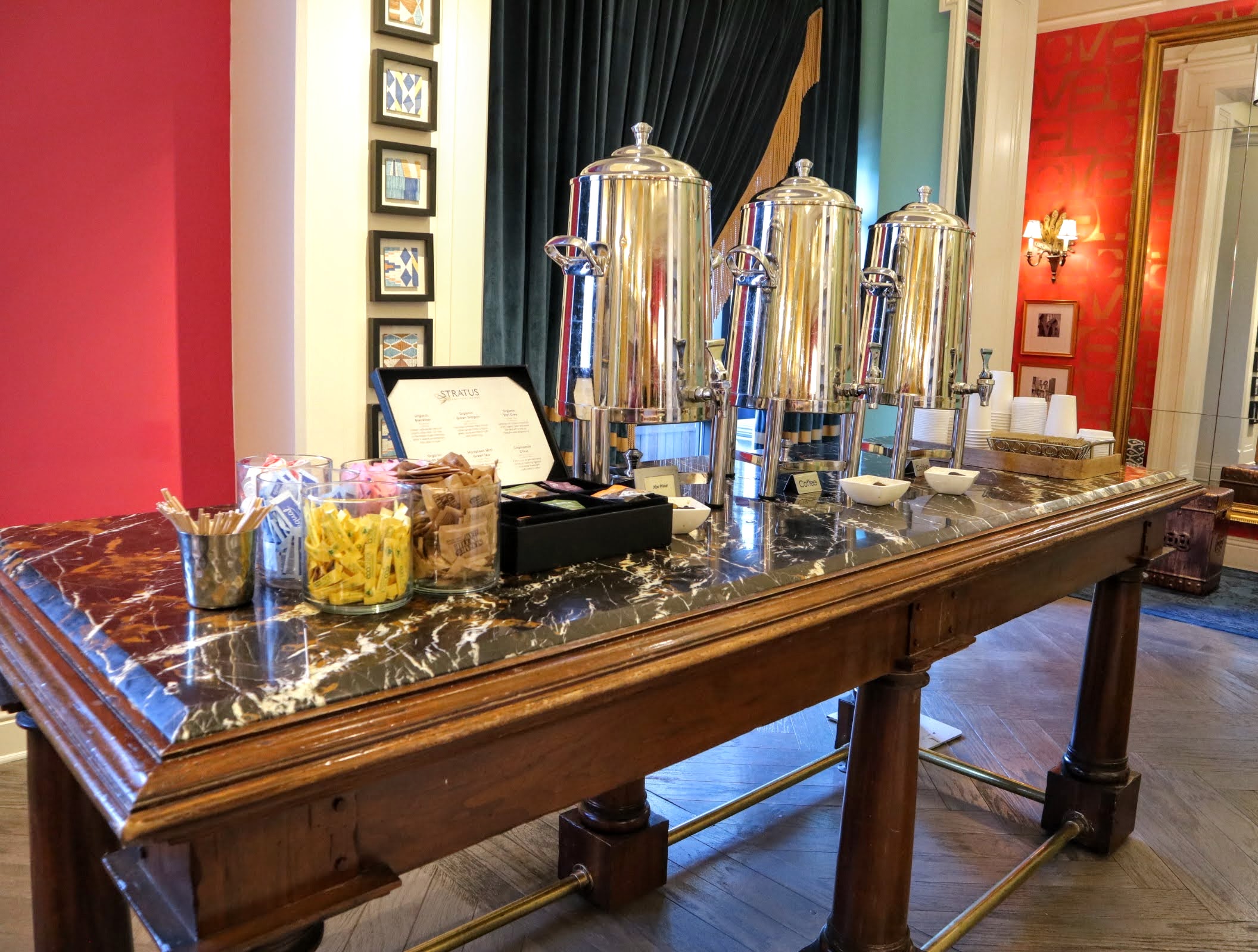 Morning coffee service at Kimpton Monaco Philadelphia