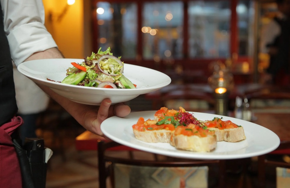 Restaurant meal served