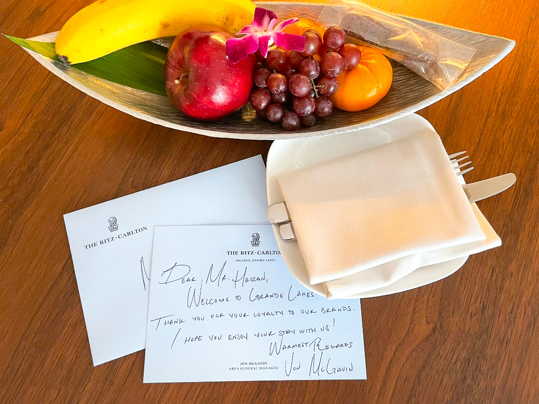Ritz Carlton Orlando Grande Lakes Welcome Amenity Fruit Bowl