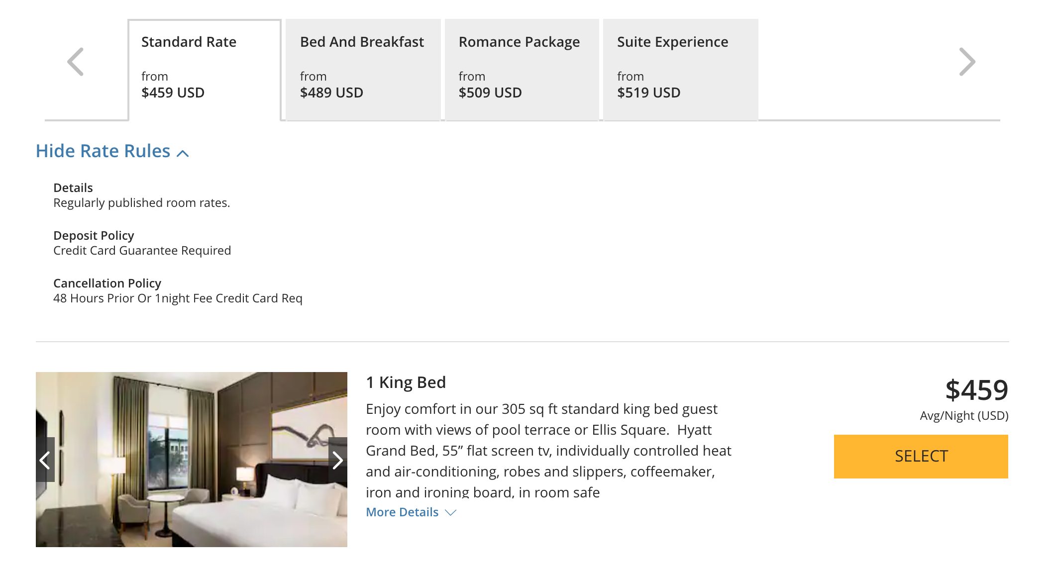 Andaz Savannah Cash Rates