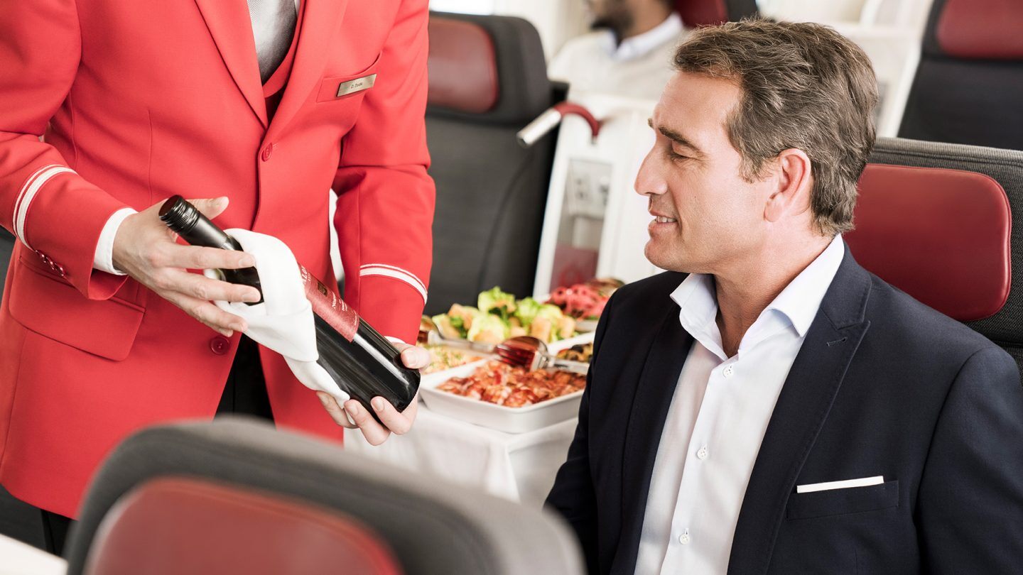 Austrian Airlines business class wine