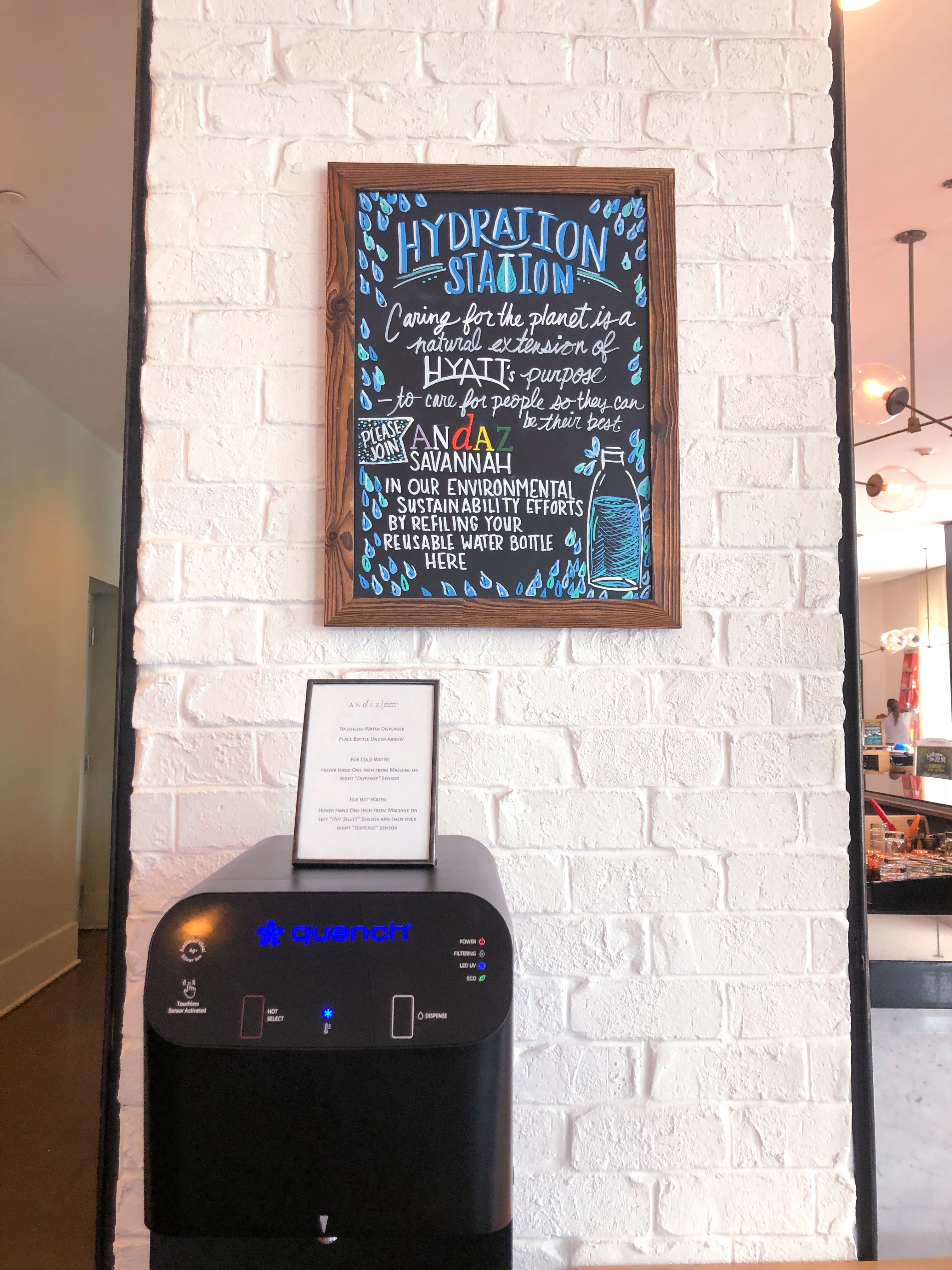 Refillable water station at Andaz Savannah