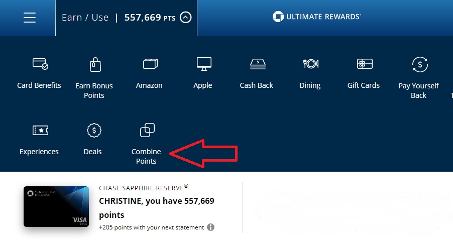 Ultimate Rewards Portal Combine Points