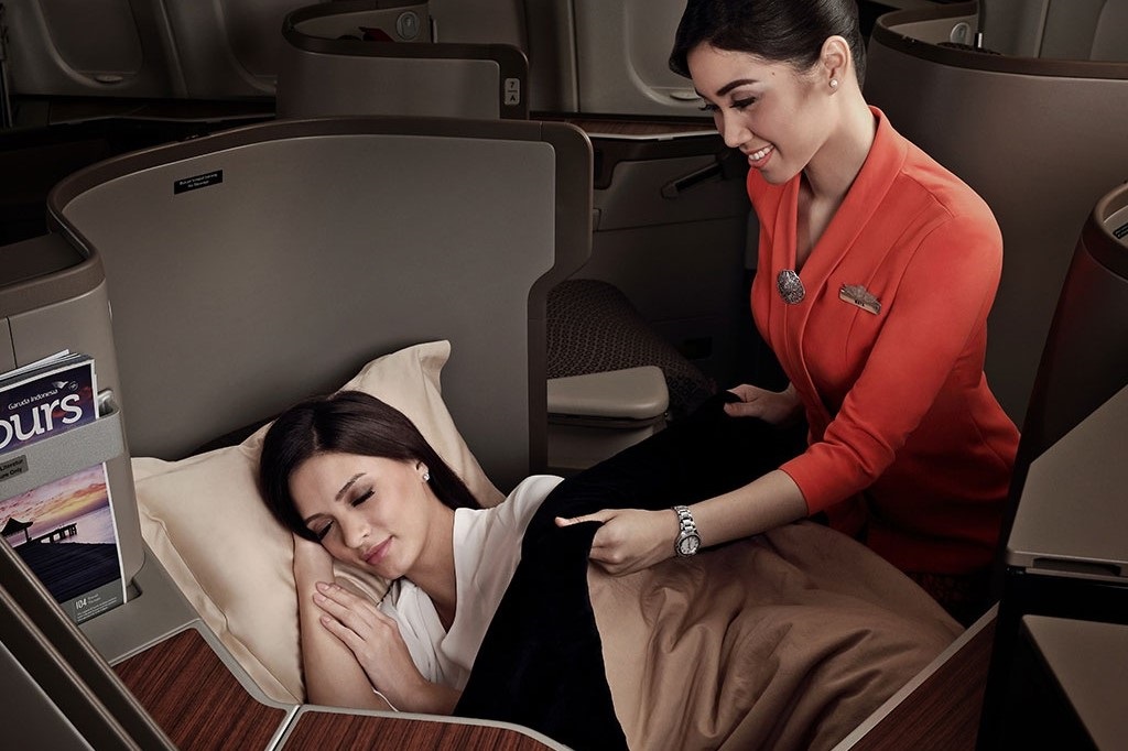 Garuda Indonesia business class flight attendant