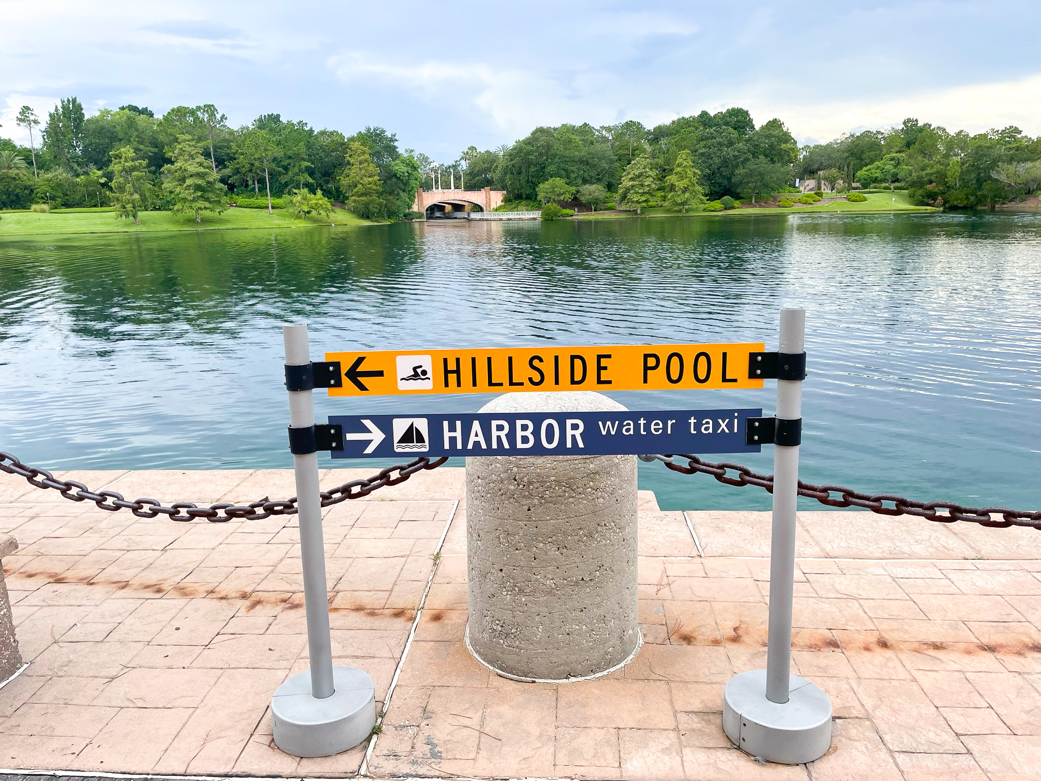 Loews Portofino Bay Orlando harbor signs