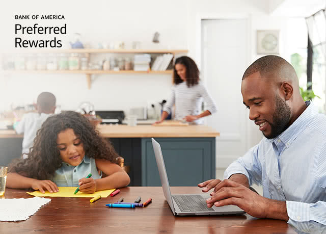 Bank of America Preferred Rewards family in kitchen