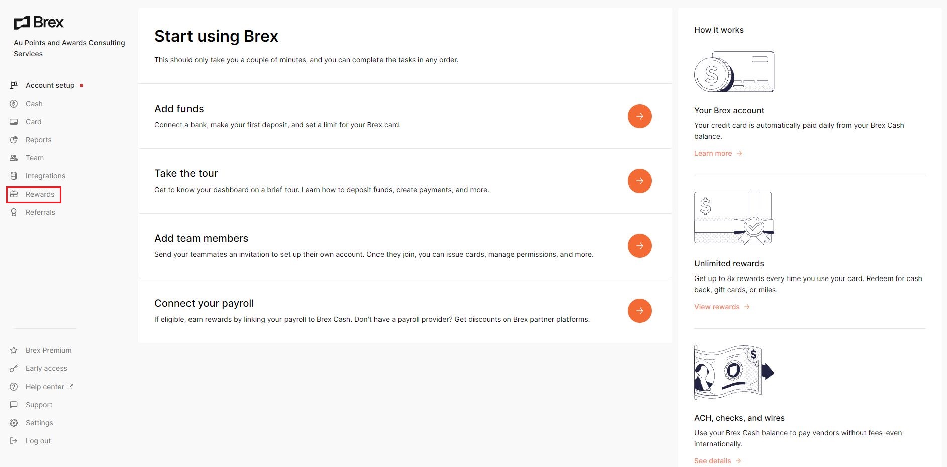 Brex dashboard