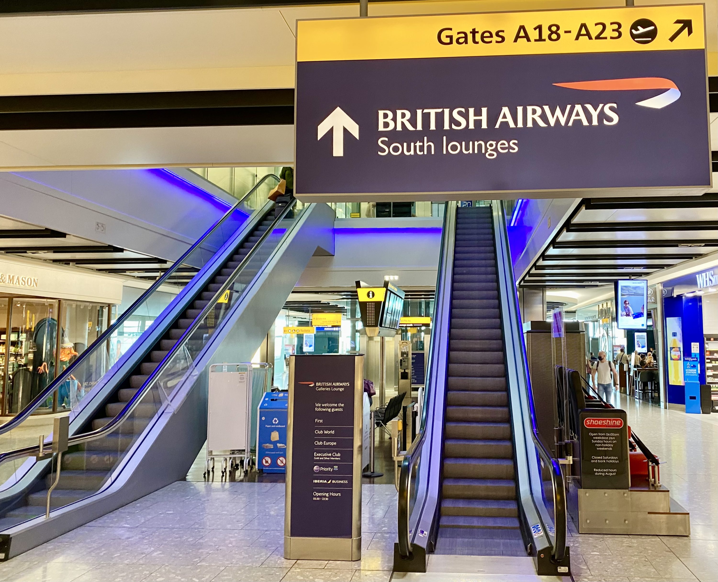 Accessing British Airways Galleries South Lounge 