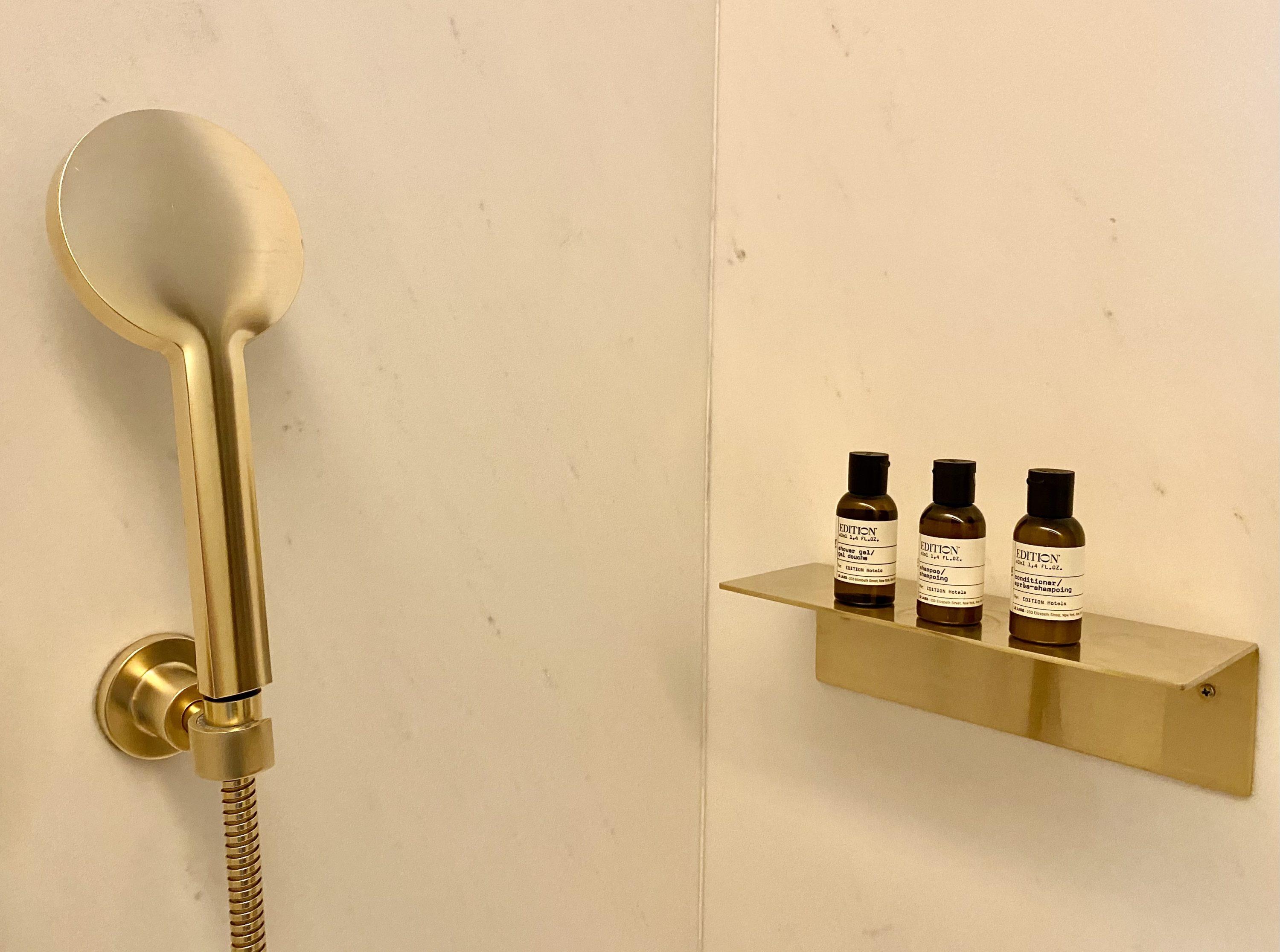 The Barcelona EDITION Deluxe Room bathroom amenities
