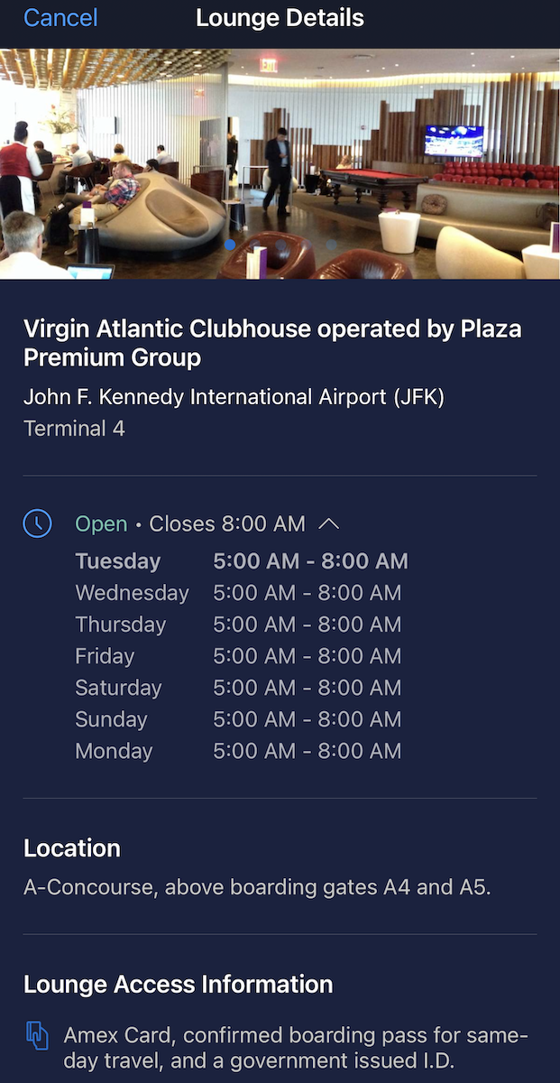 JFK Clubhouse Opening Times