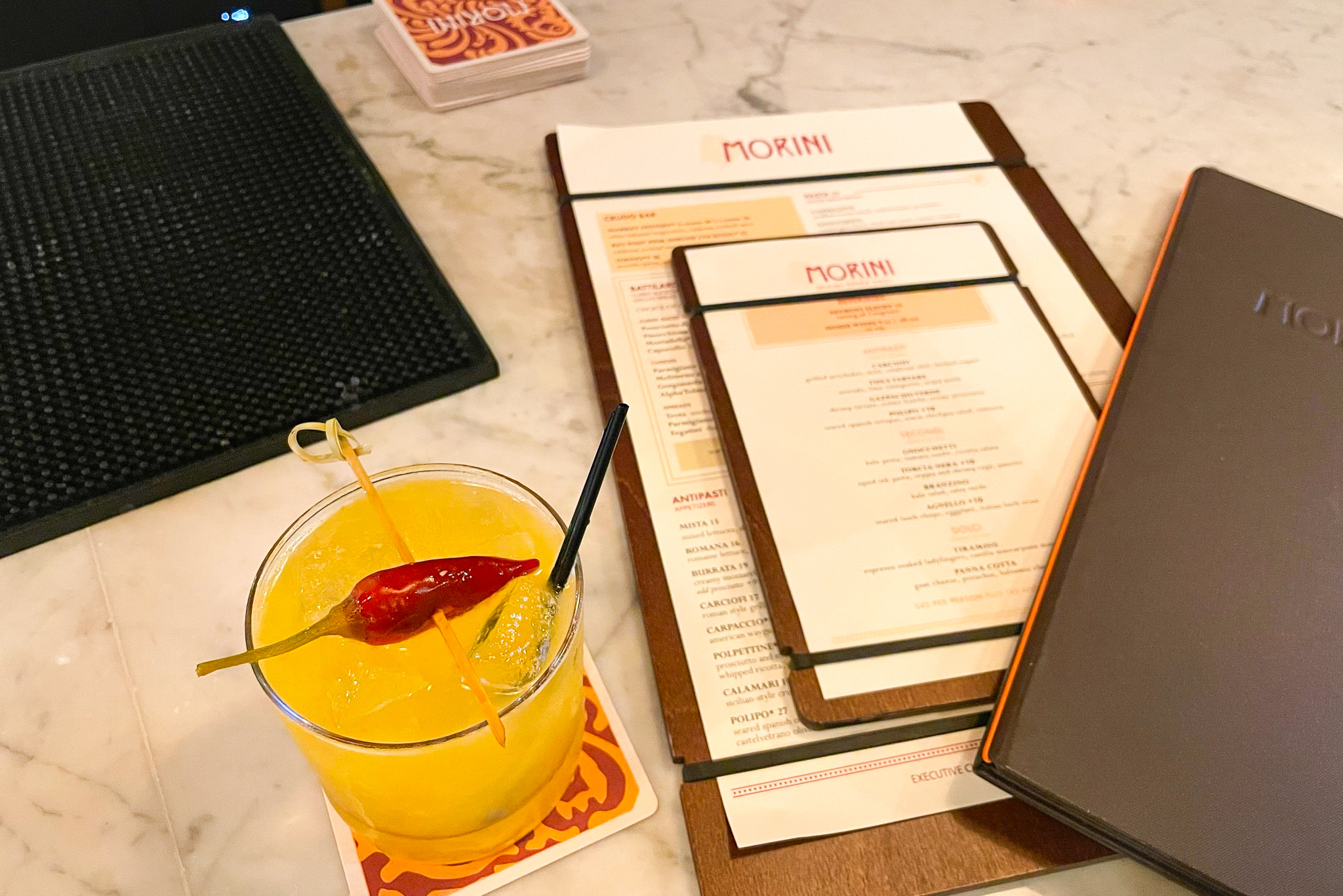 Kimpton Palomar South Beach Morini menus