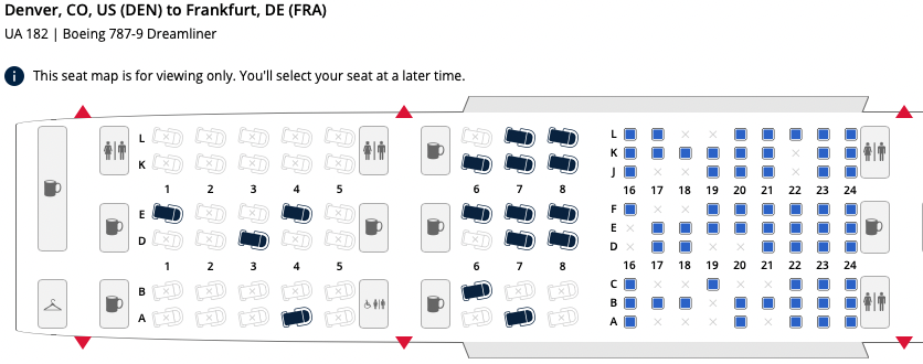 United 2x2x2 seats