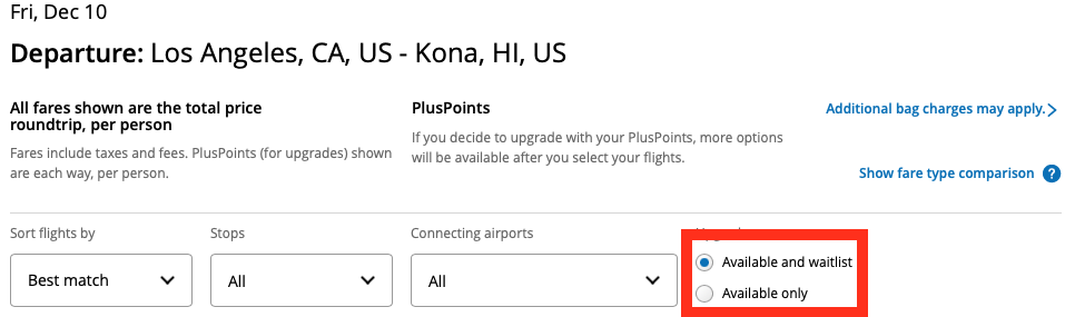 United waitlist PlusPoints 1