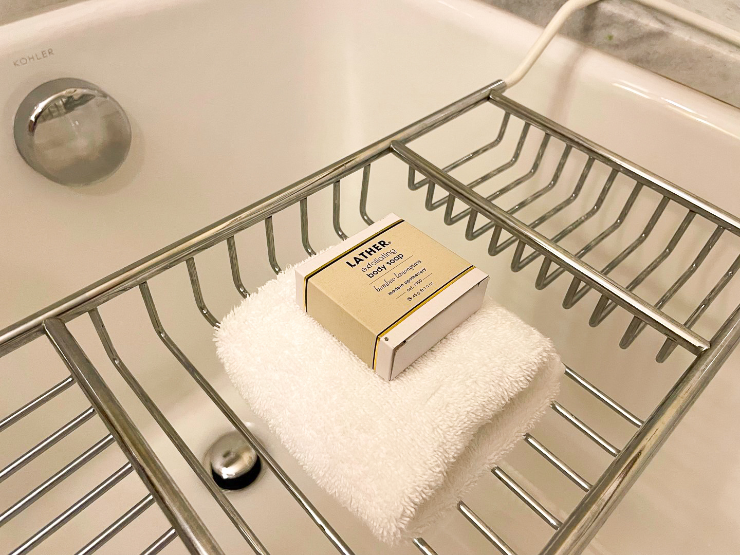 Bathtub amenities at The Lodge at Spruce Peak Destination by Hyatt Stowe Vermont