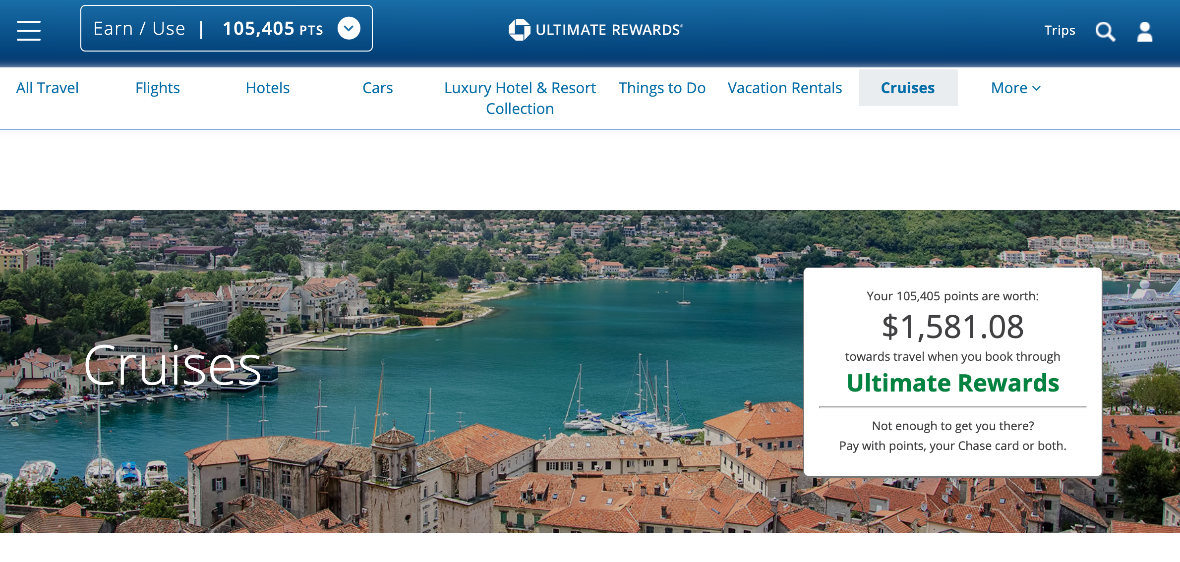 Chase Travel Portal cruises