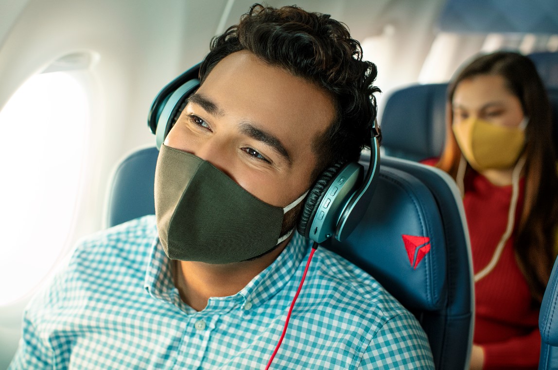 Delta passenger enjoys Spotify Delta passenger enjoys Spotify