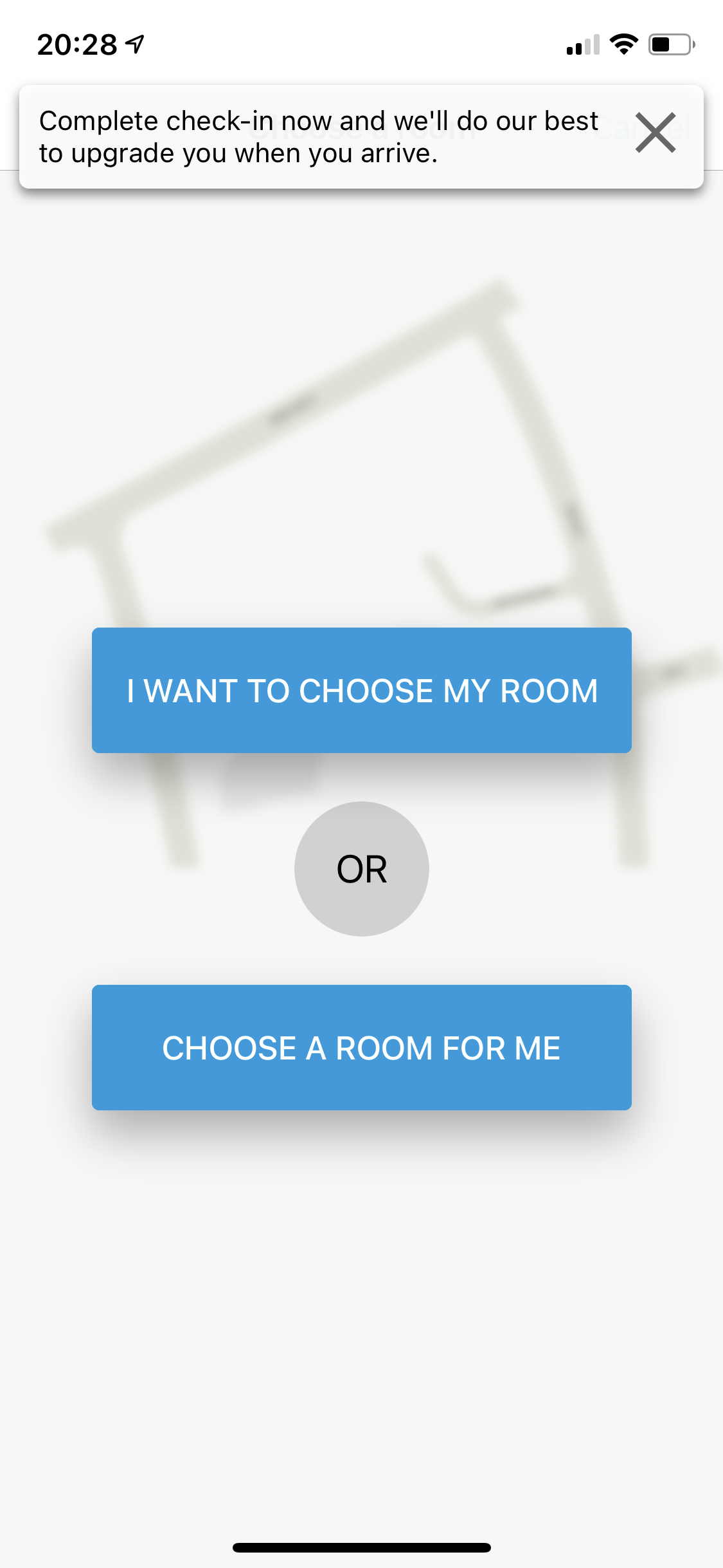 Hilton in-app check-in