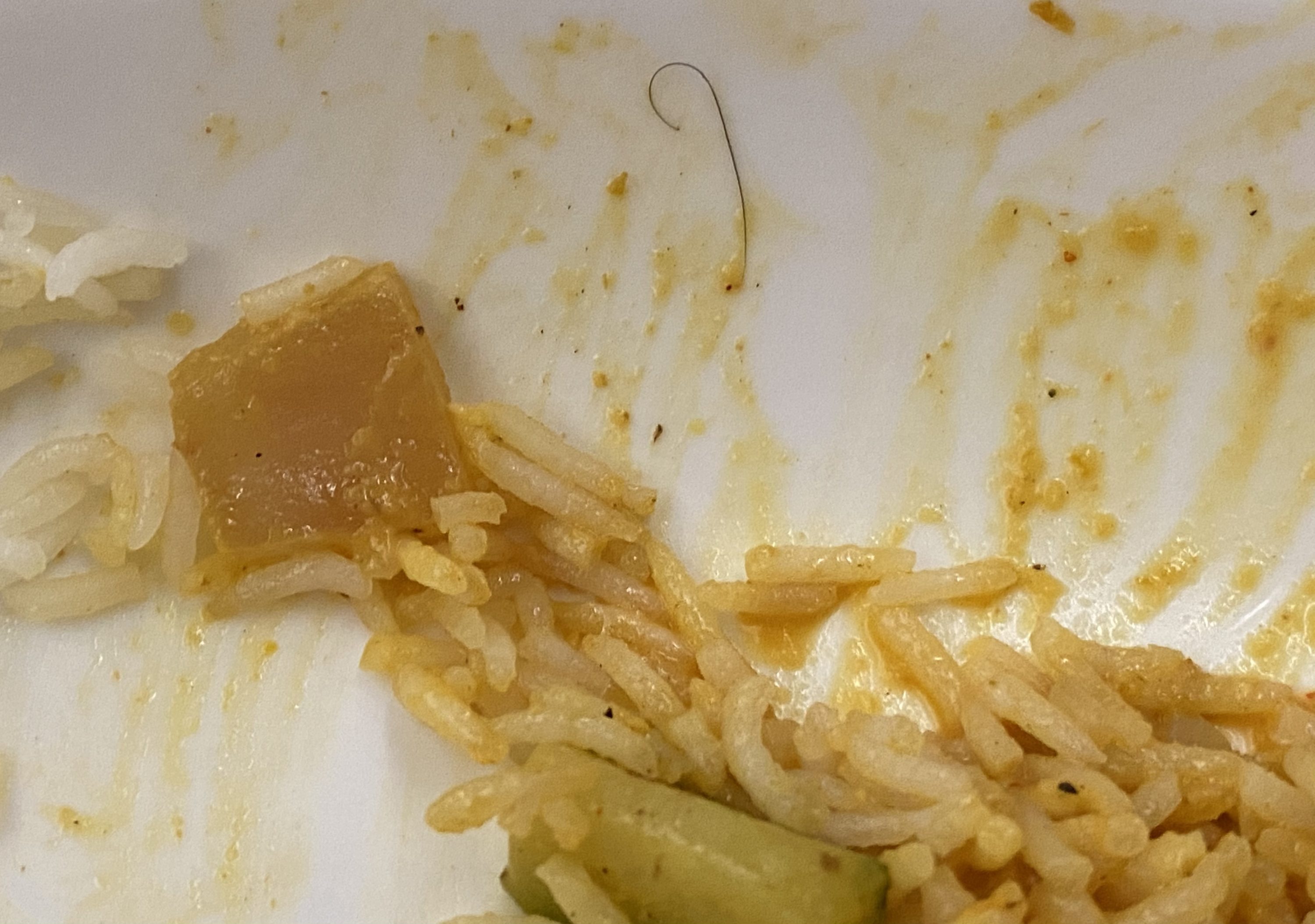 Iberia A350 business class hair in food