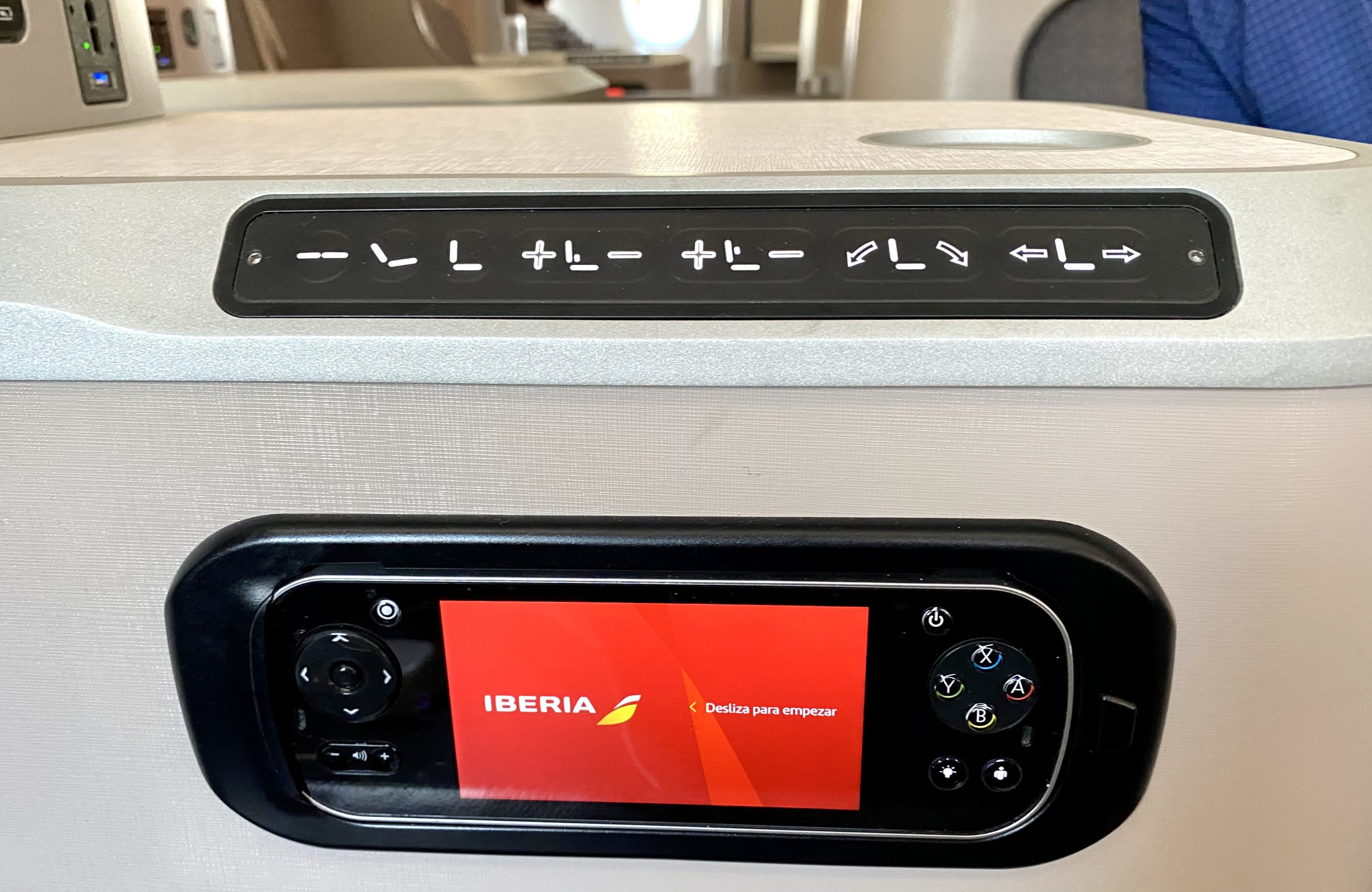 Iberia A350 business class hand held IFE controls