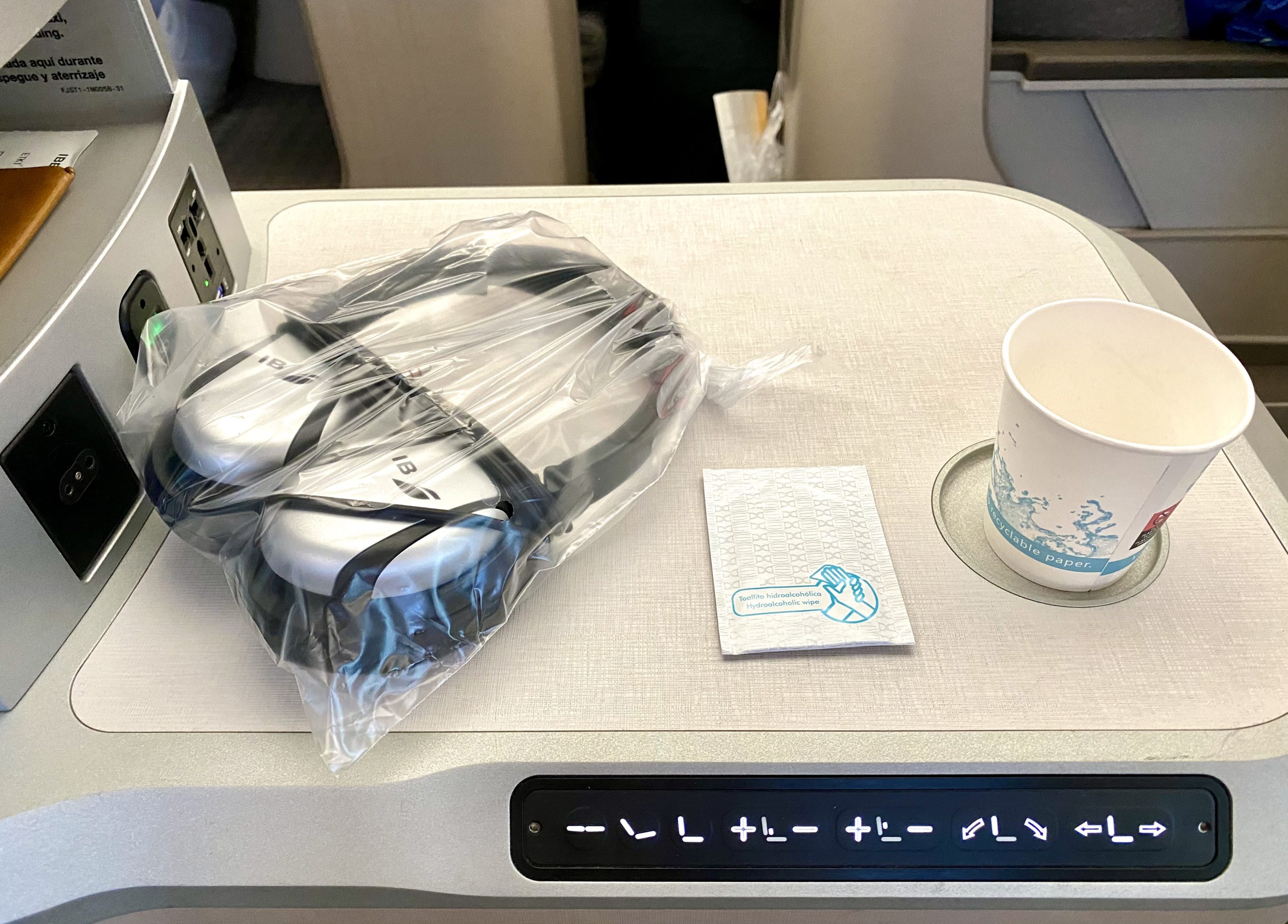 Iberia A350 business class pre take off amenities