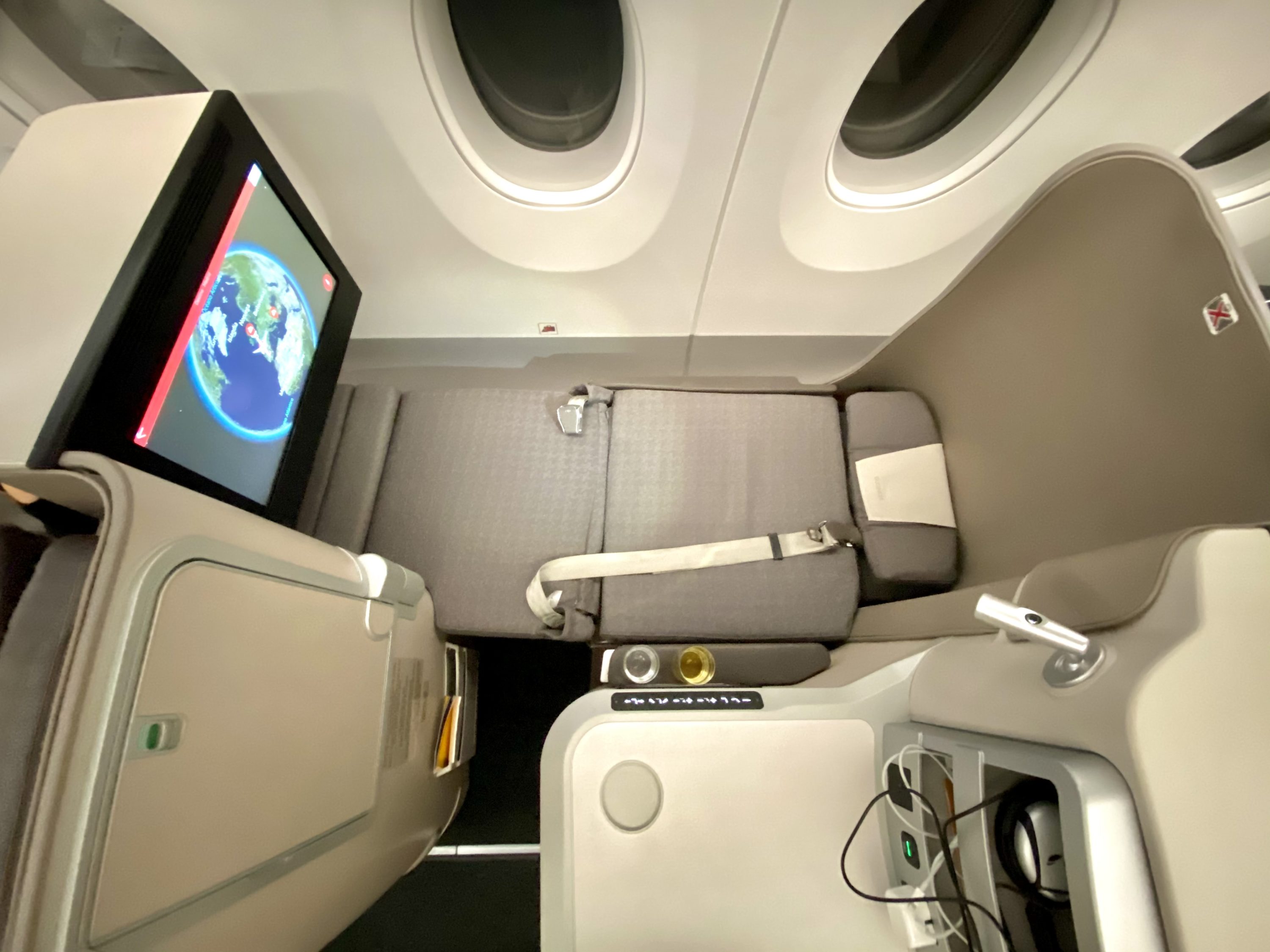 Iberia A350 business class seat in fully lie flat position 2 Iberia A350 business class seat in fully lie flat position 2