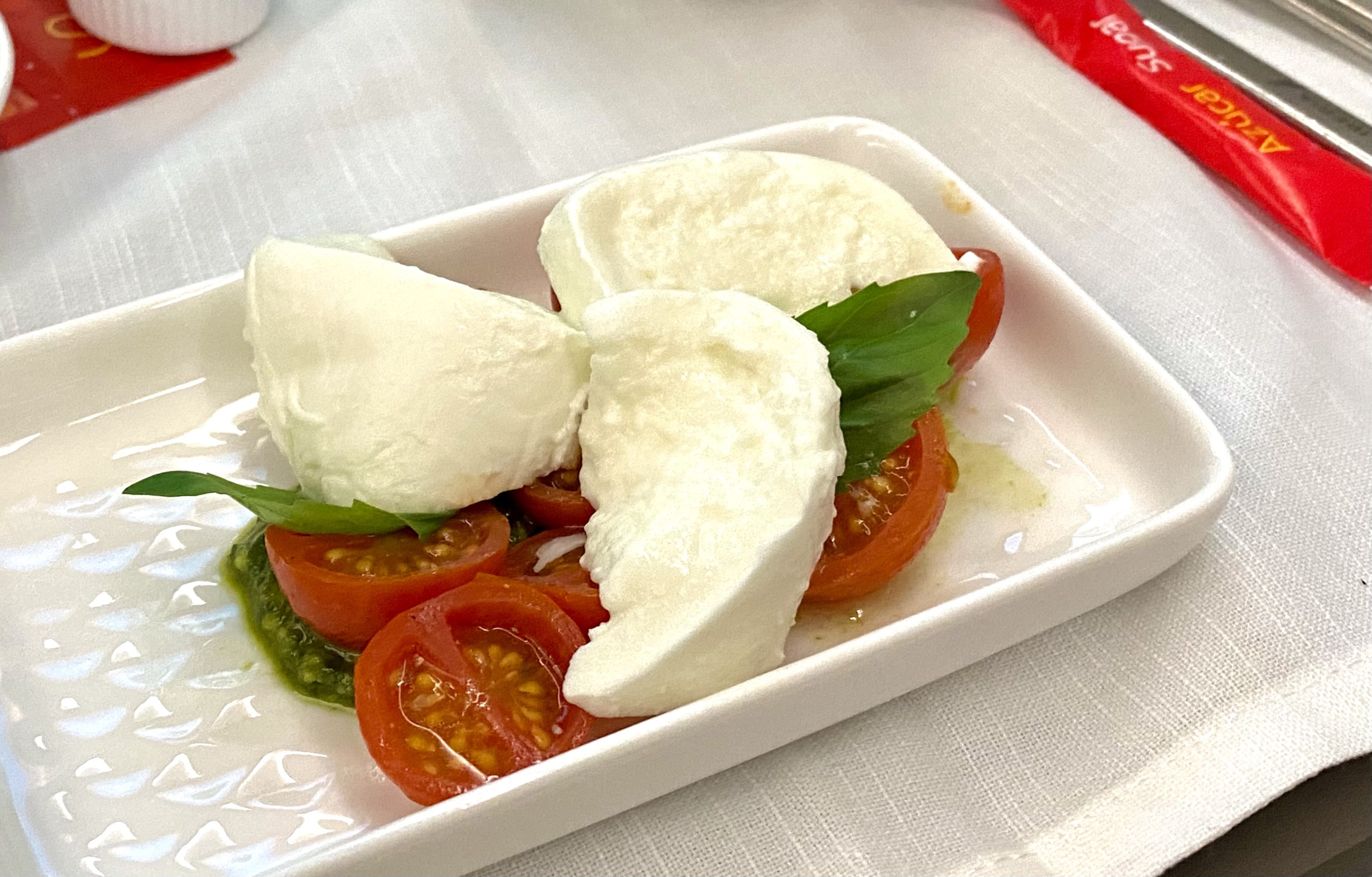 Iberia A350 business class vegetarian tricolore starter