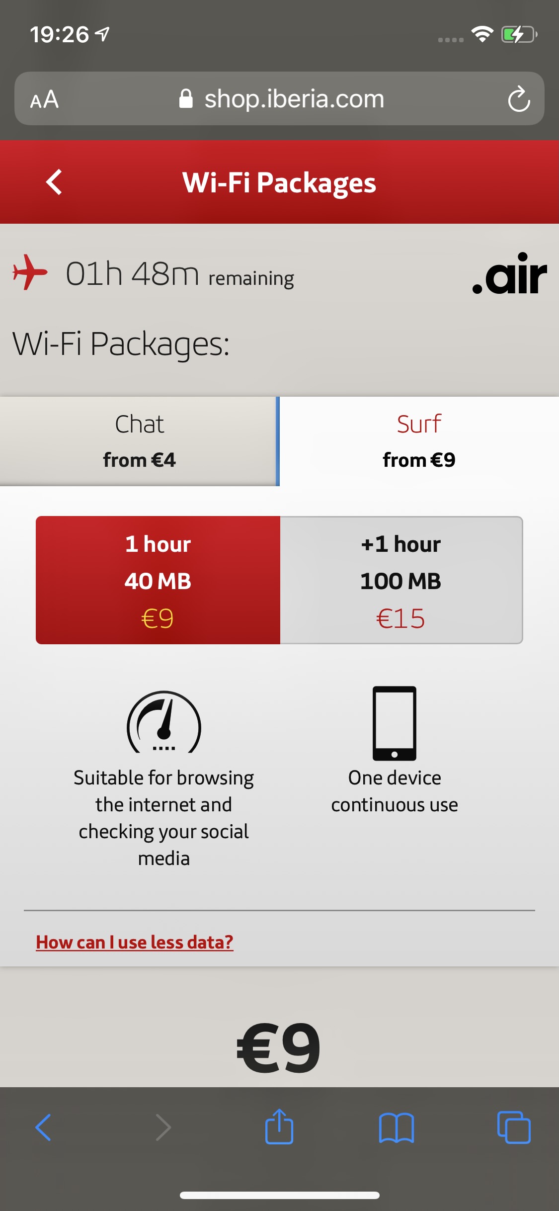 Iberia Wi-Fi Surf packages