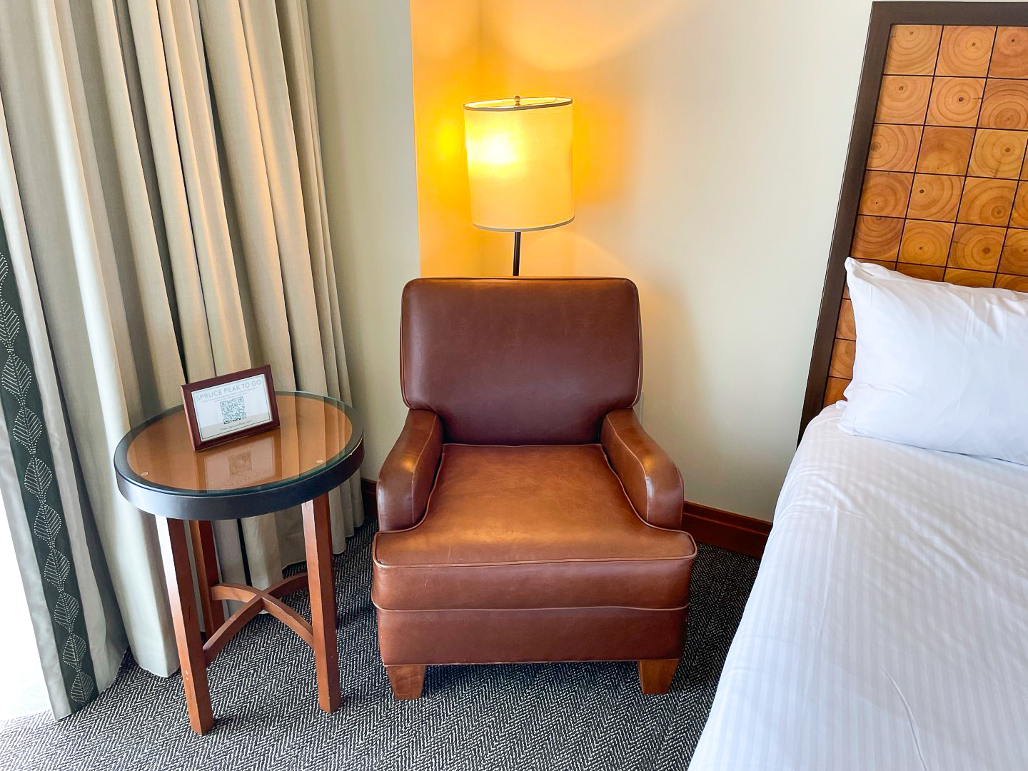 Leather chair at The Lodge at Spruce Peak Destination by Hyatt Stowe Vermont