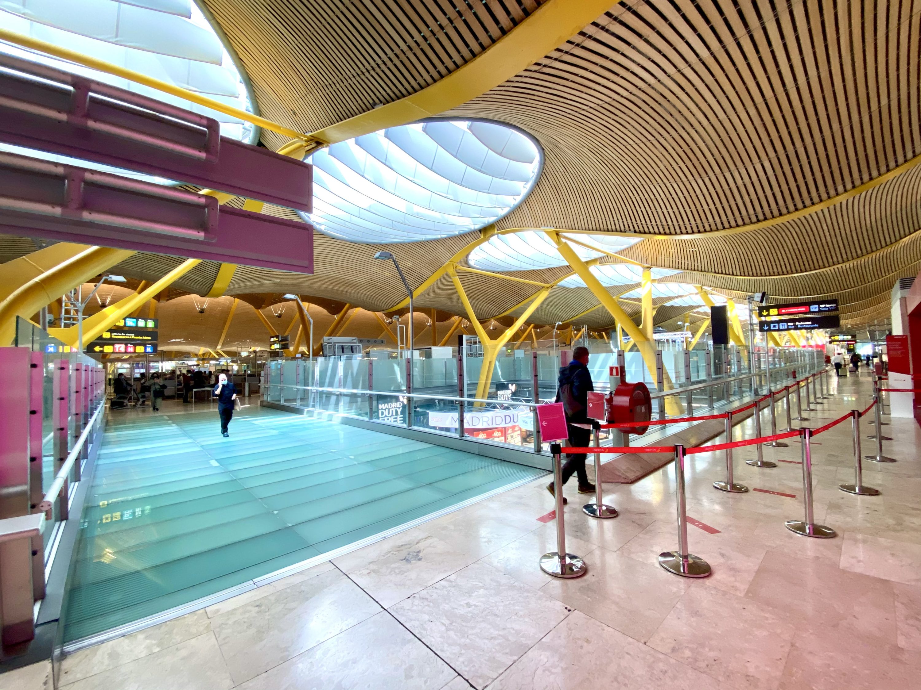 Looking from Iberia Sala VIP Dali Madrid towards airport security