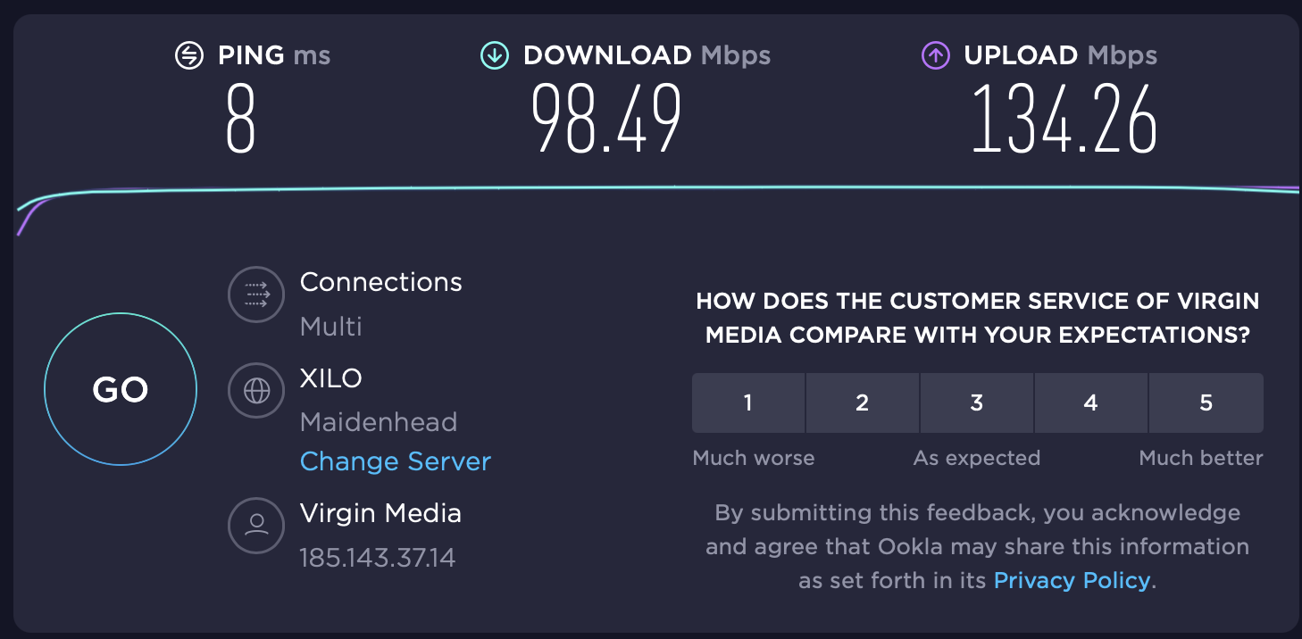 WiFi Speed Test results - Centurion Lounge LHR T3