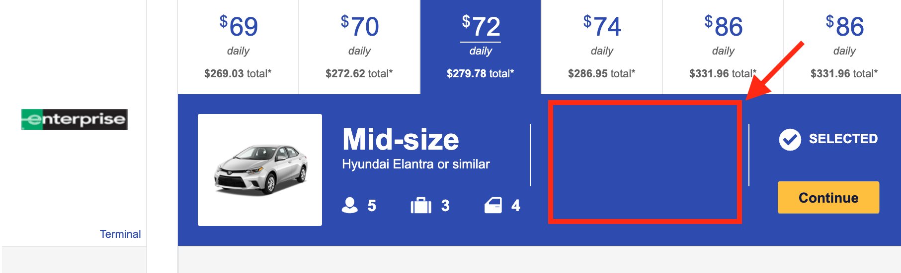 Southwest Car Rentals non partner