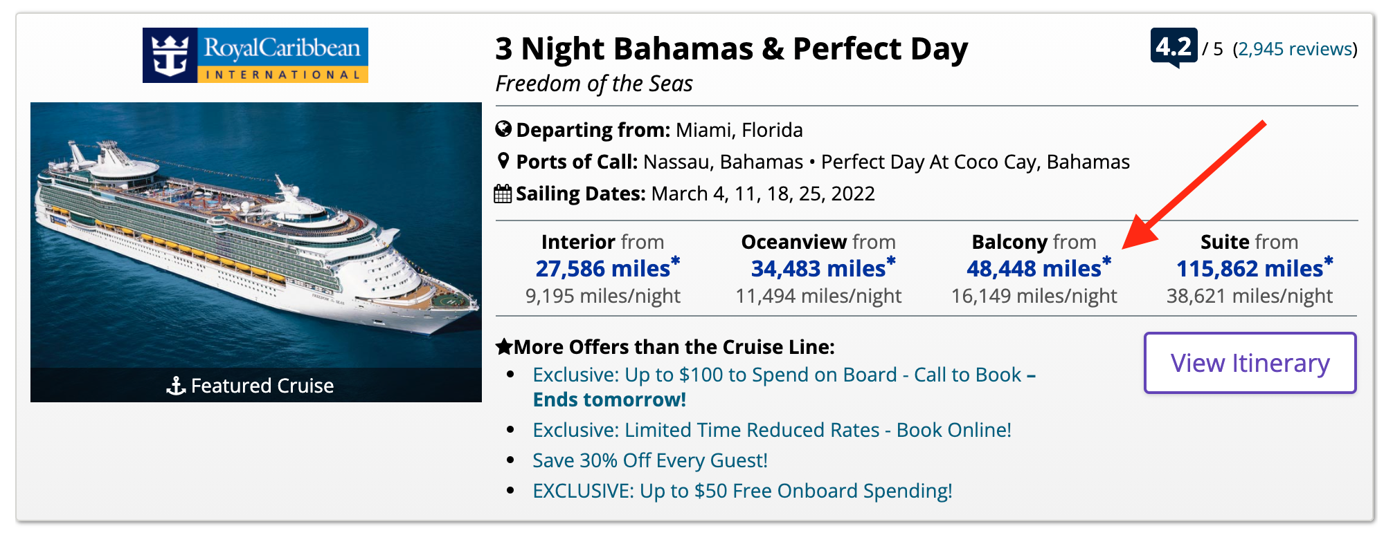 United Miles cruise portal