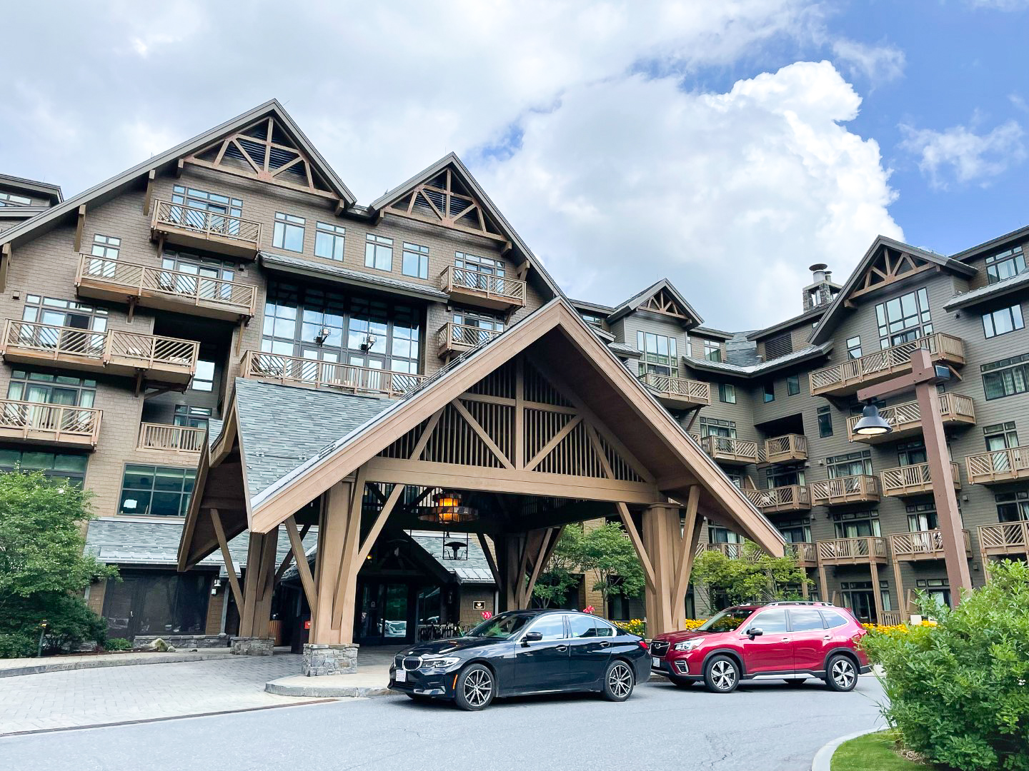 Valet cars at The Lodge at Spruce Peak Destination by Hyatt Stowe Vermont