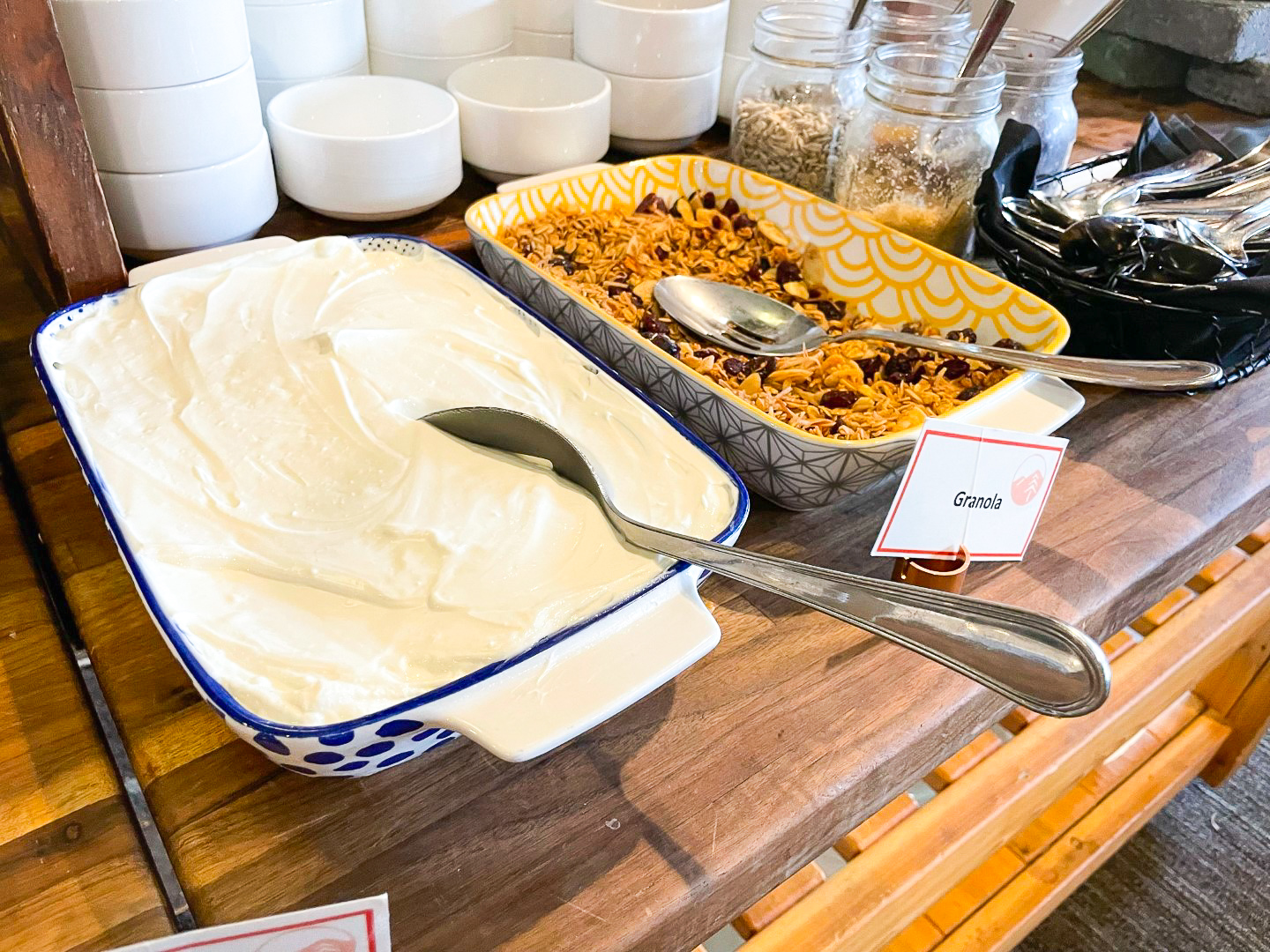Yogurt and granola at breakfast at The Lodge at Spruce Peak Destination by Hyatt Stowe Vermont