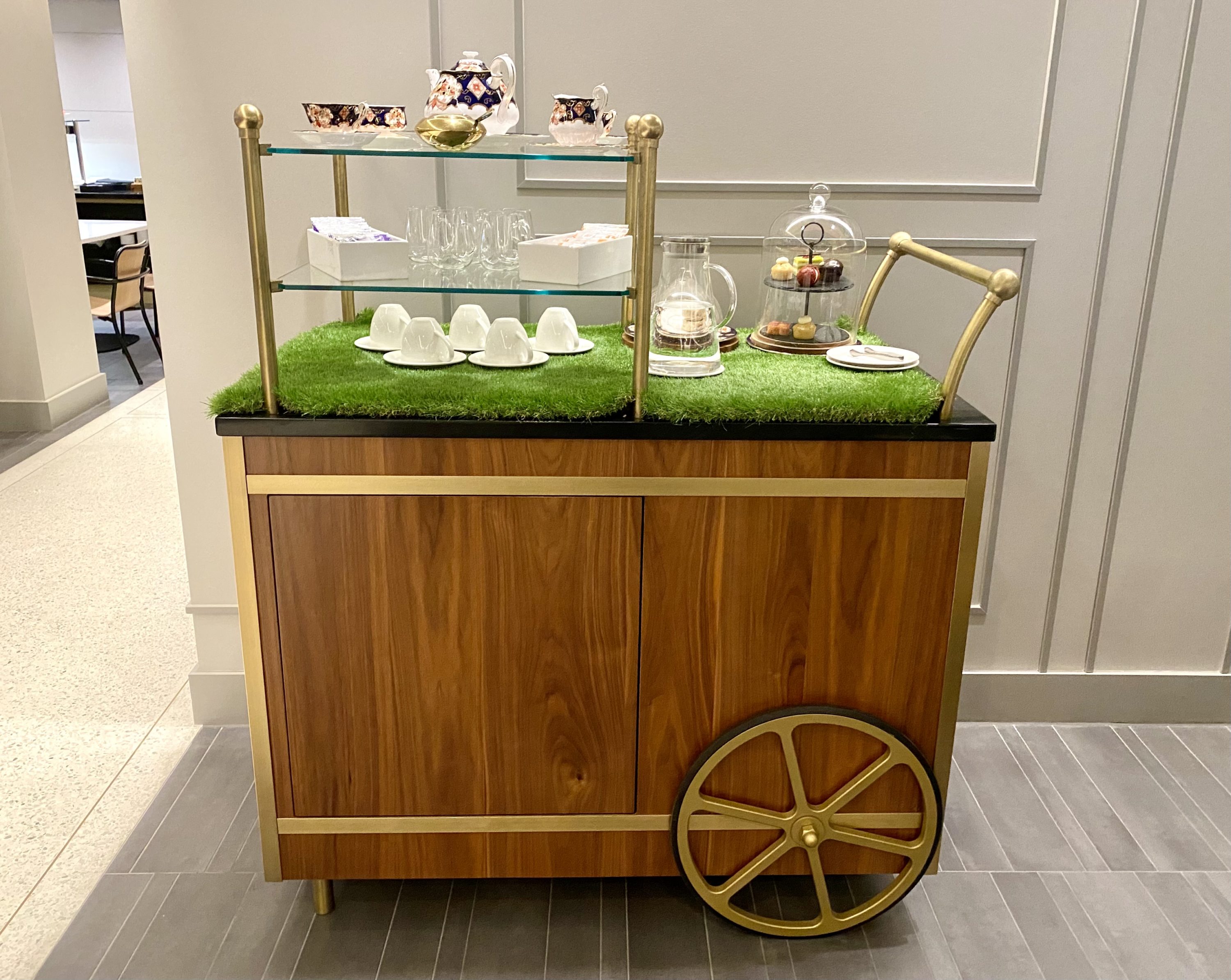 American Express Centurion Lounge Heathrow Terminal 3 afternoon tea cart