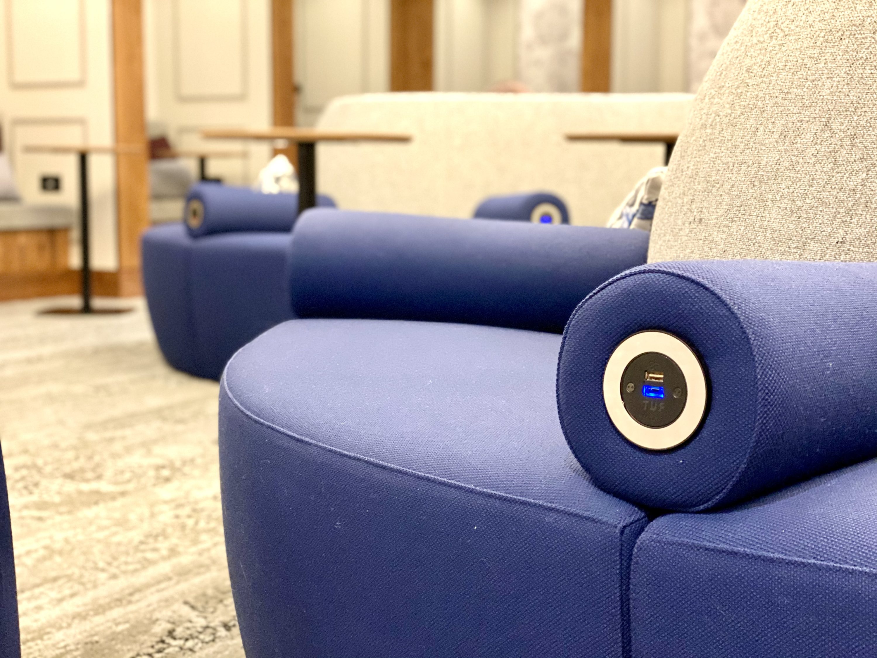 American Express Centurion Lounge Heathrow Terminal 3 clever USB power outlets