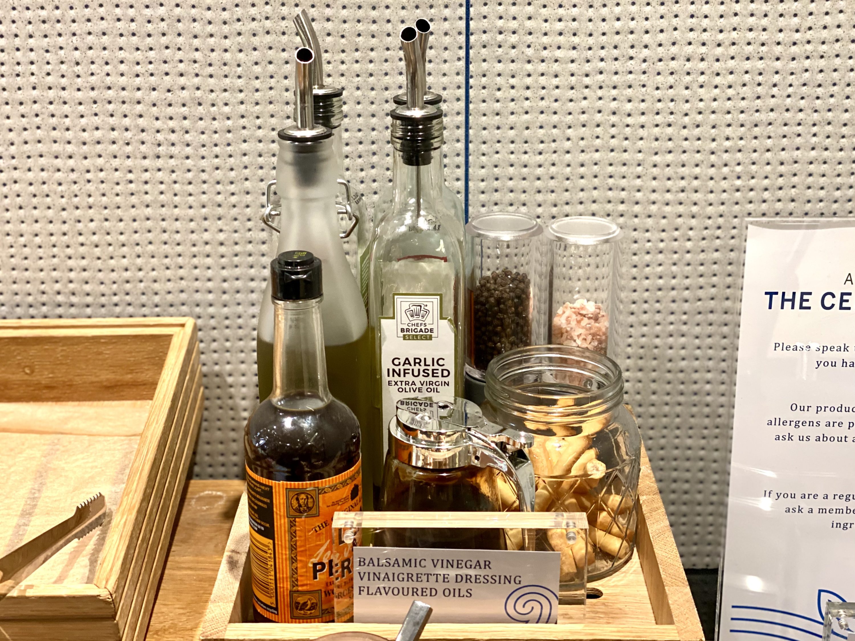 American Express Centurion Lounge Heathrow Terminal 3 condiments