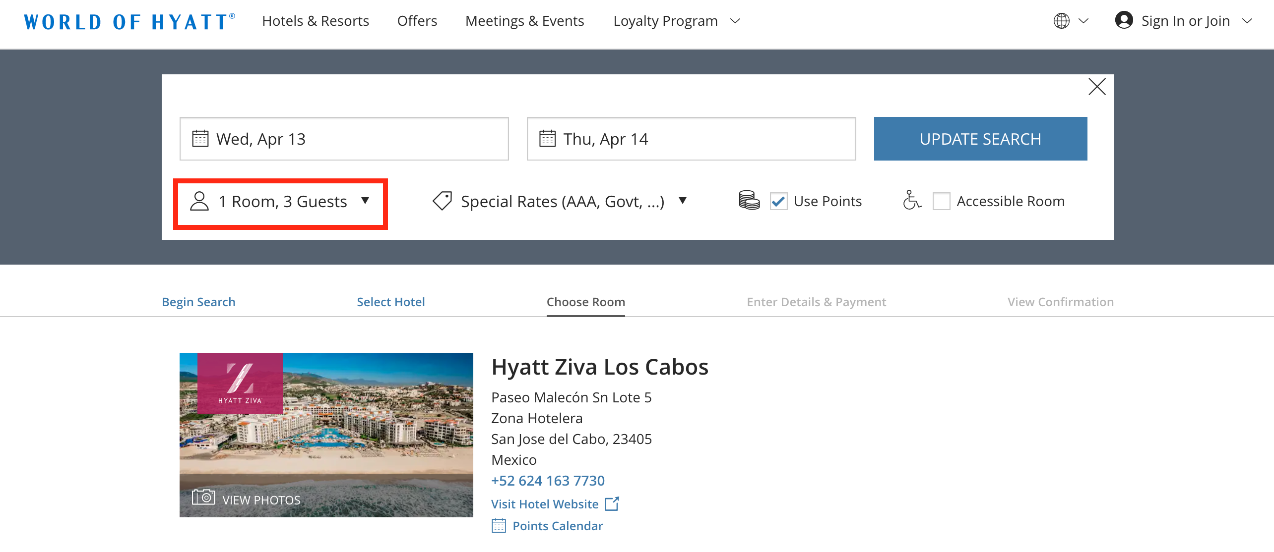 Booking a Hyatt Ziva property