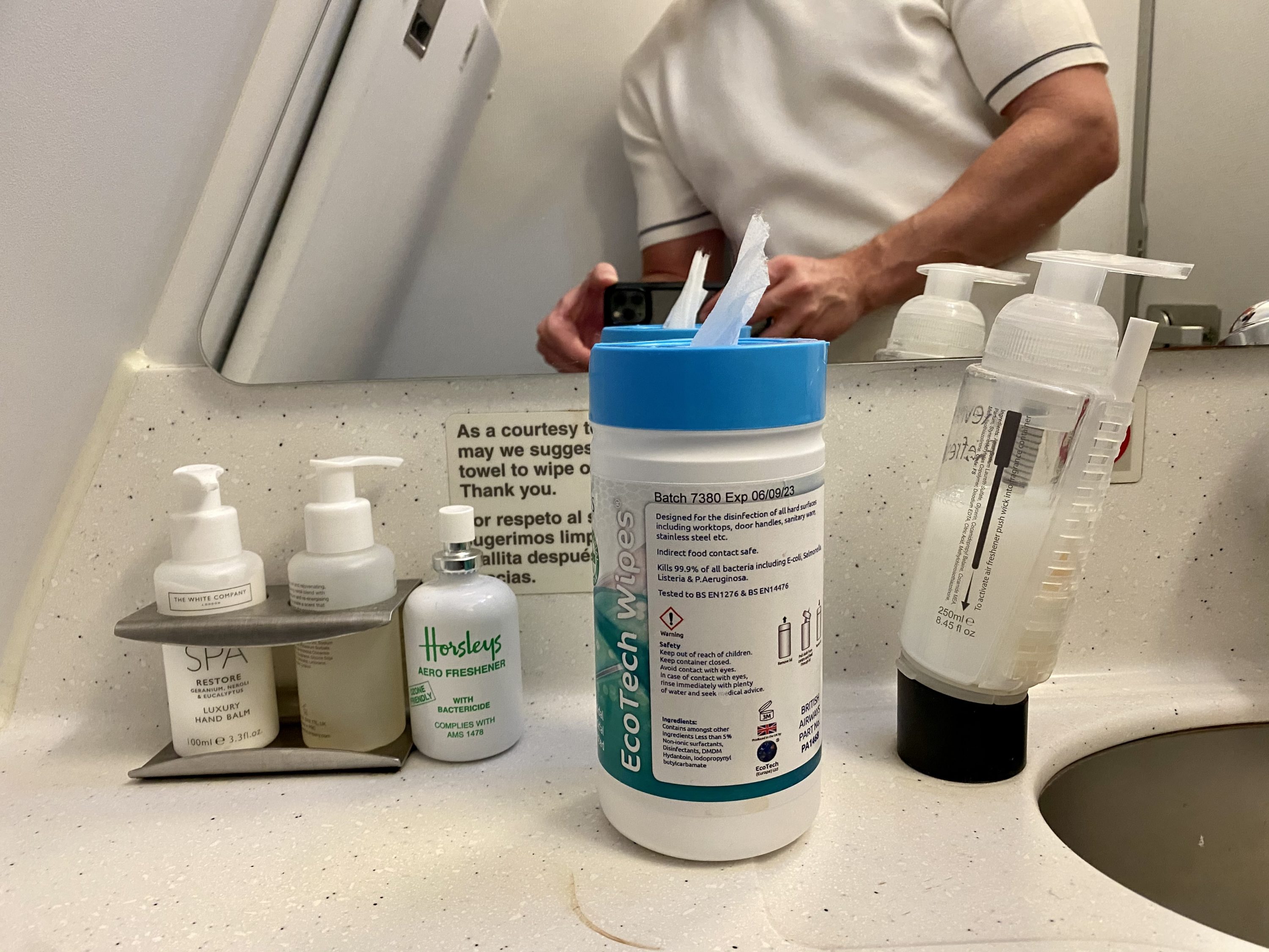British Airways Club Europe A321neo bathroom amenities