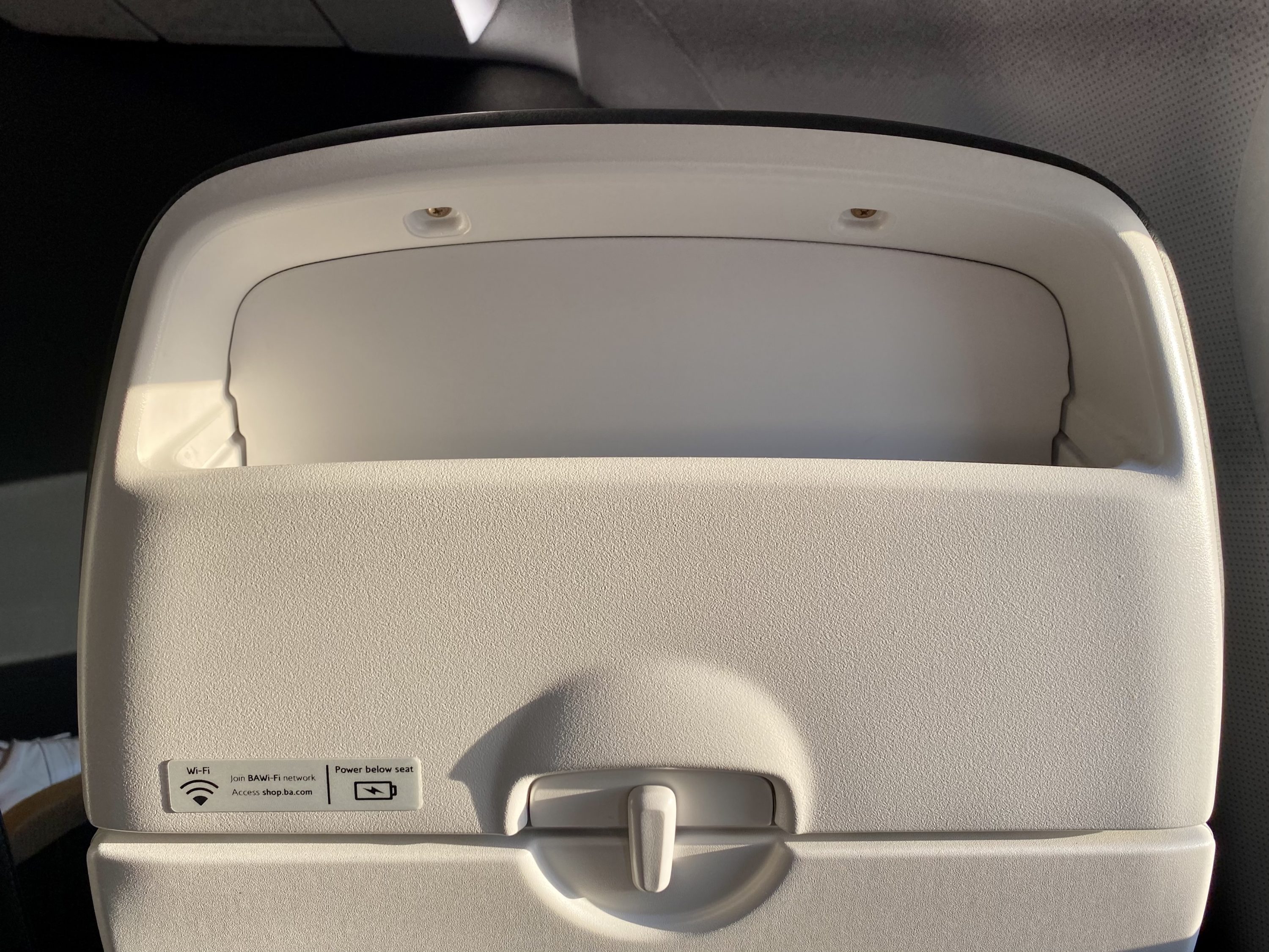 British Airways Club Europe A321neo seat back
