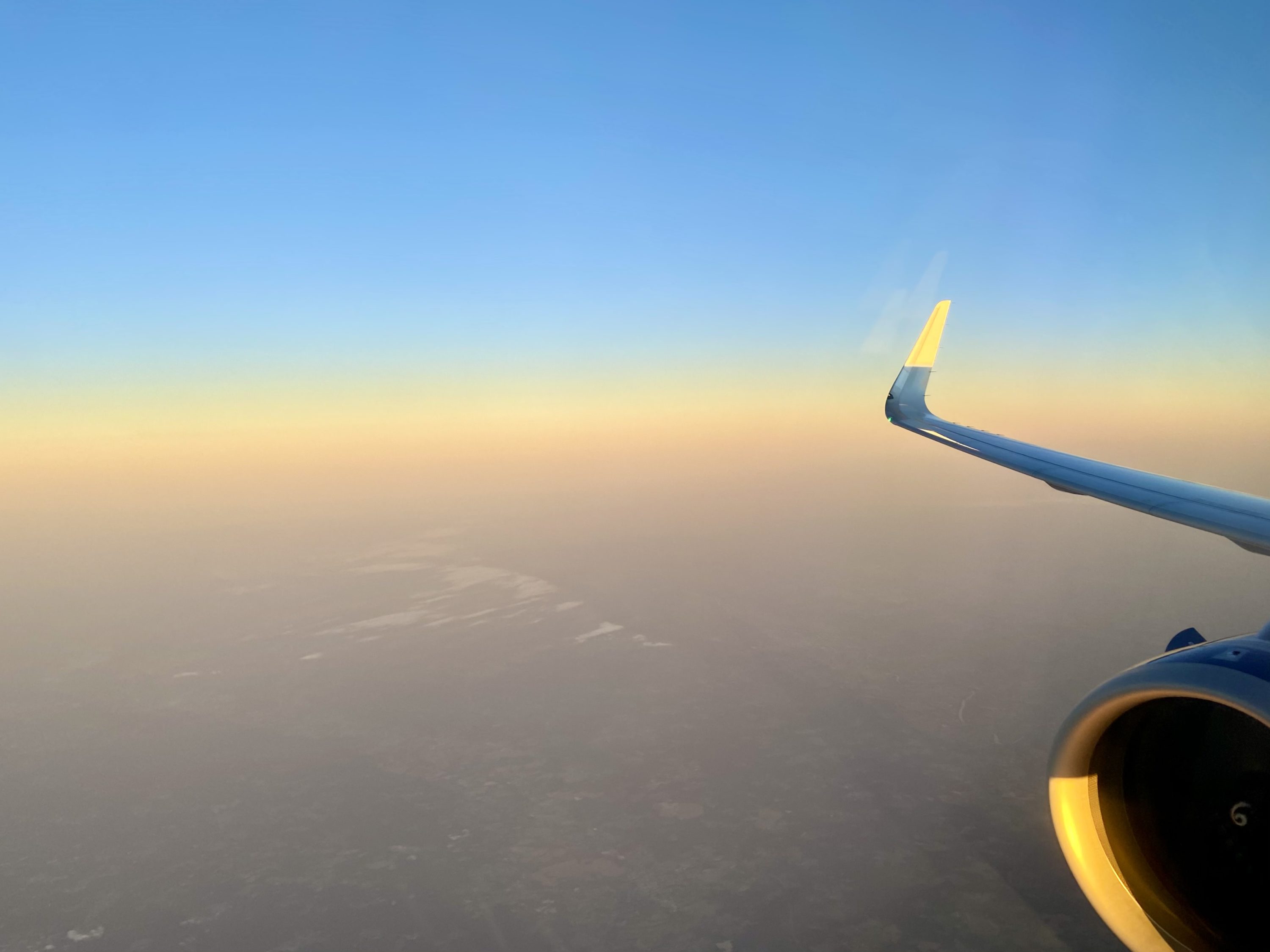 British Airways Club Europe A321neo wingtip sunset