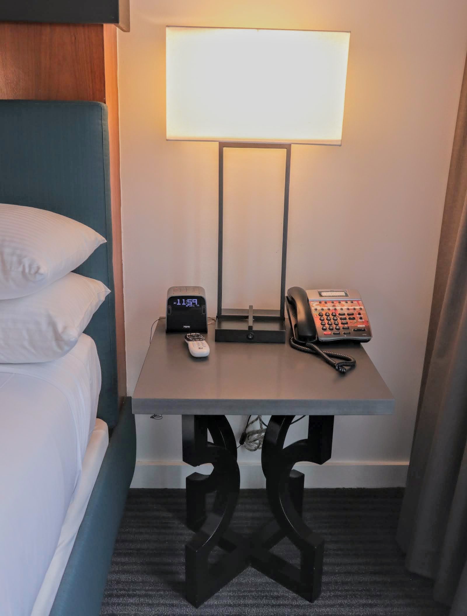 Nightstand in standard queen room