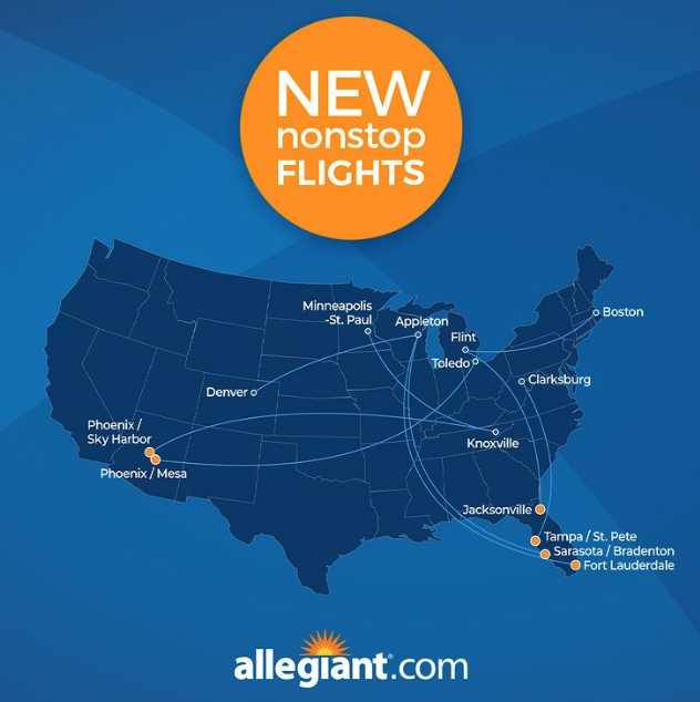 Allegiant's new Spring Break routes